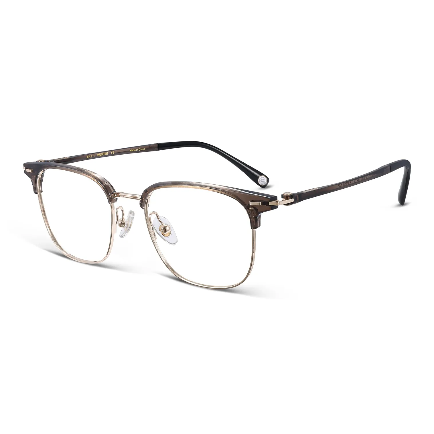 MUJOSH Металл Квадрат Бизнес Brow Рамка Минималистский стиль Расслабленный Офисный стиль Стильный Eyeglass Рамка Унисекс Серый