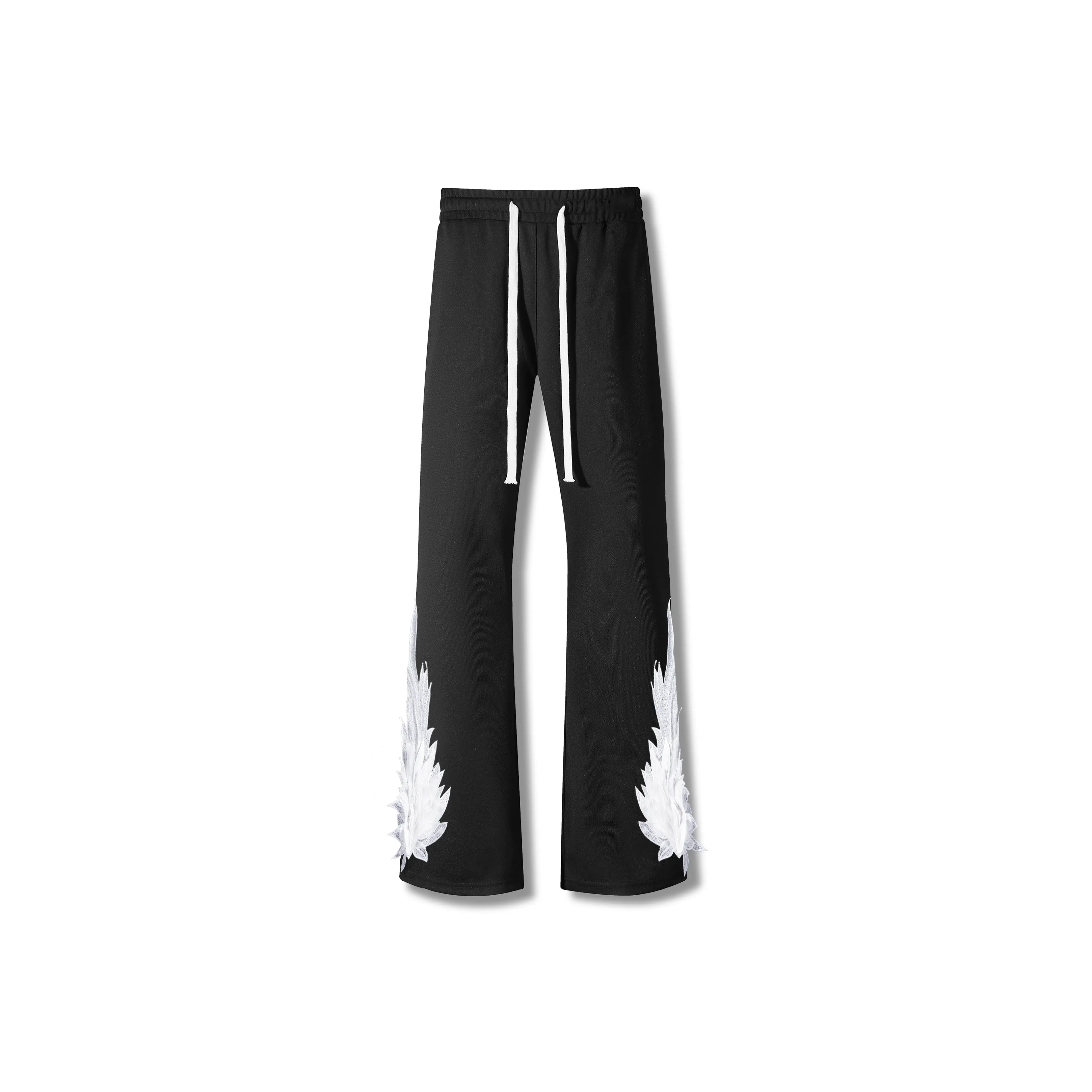 NEAR HERE Черный Эластичный Кружево Вверх Унисекс Повседневные Штаны