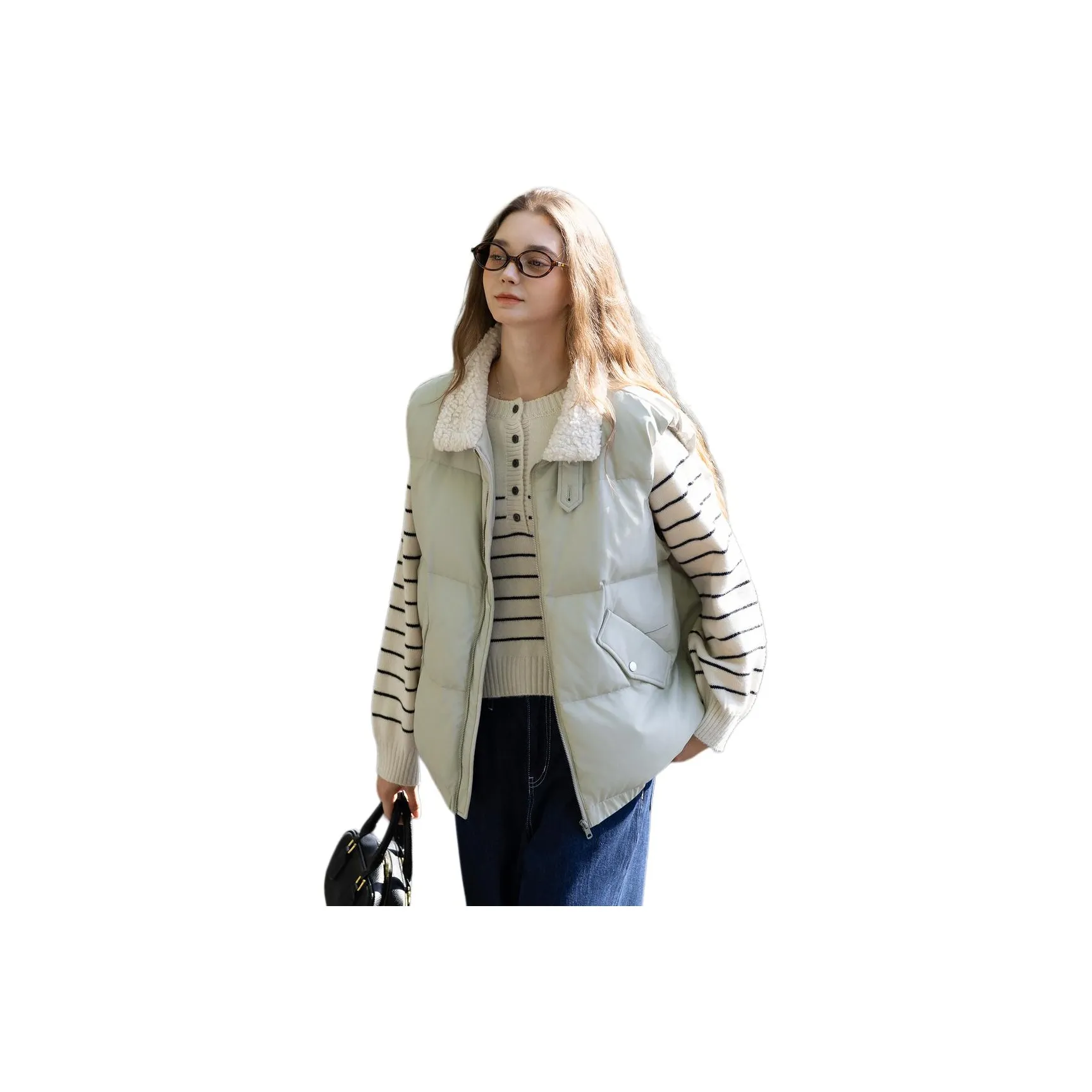 Tonlion Аква Светло-Зеленый Женский Пуховик