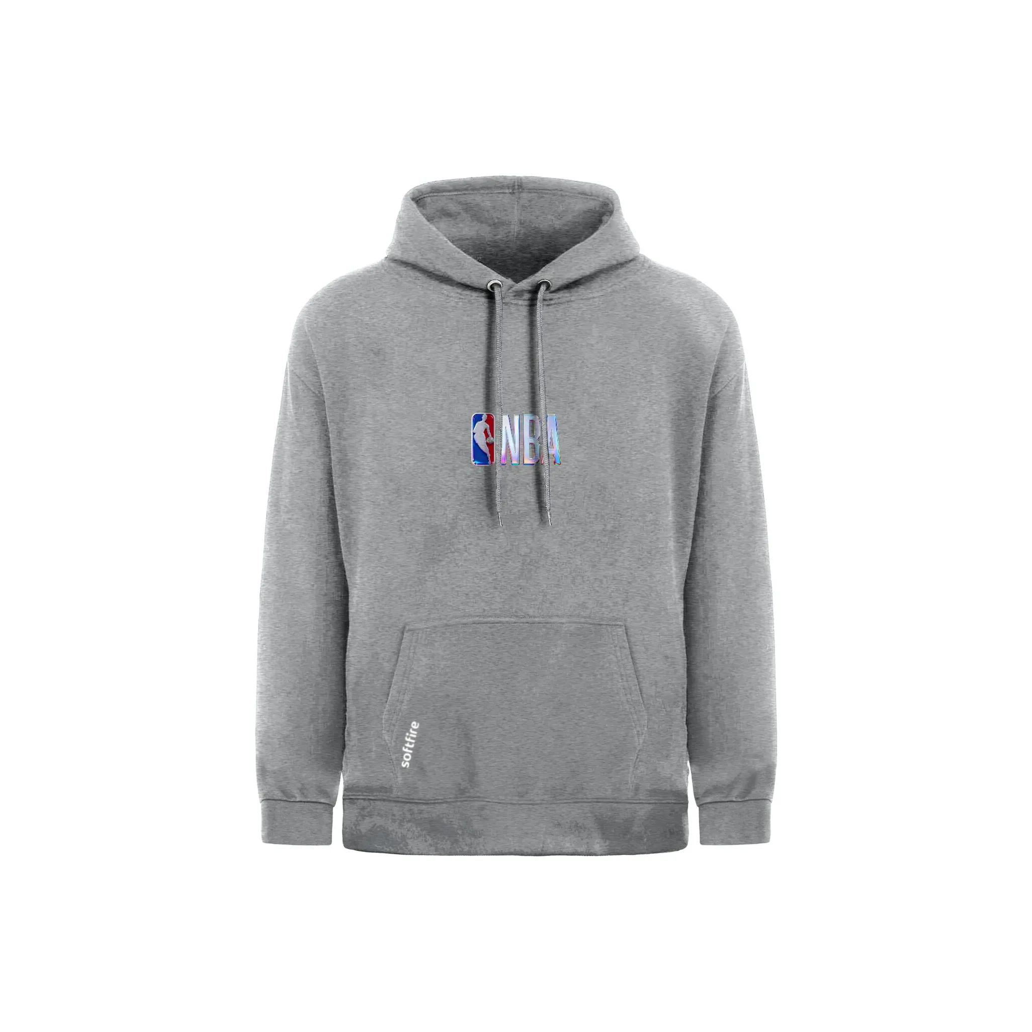 NBA CLASSIC Hoodie Пуловер Осенний и Зимний Softfire Веселый С принтом Американский Уличный Стиль Спортивный Повседневный С капюшоном Топ Серый Унисекс