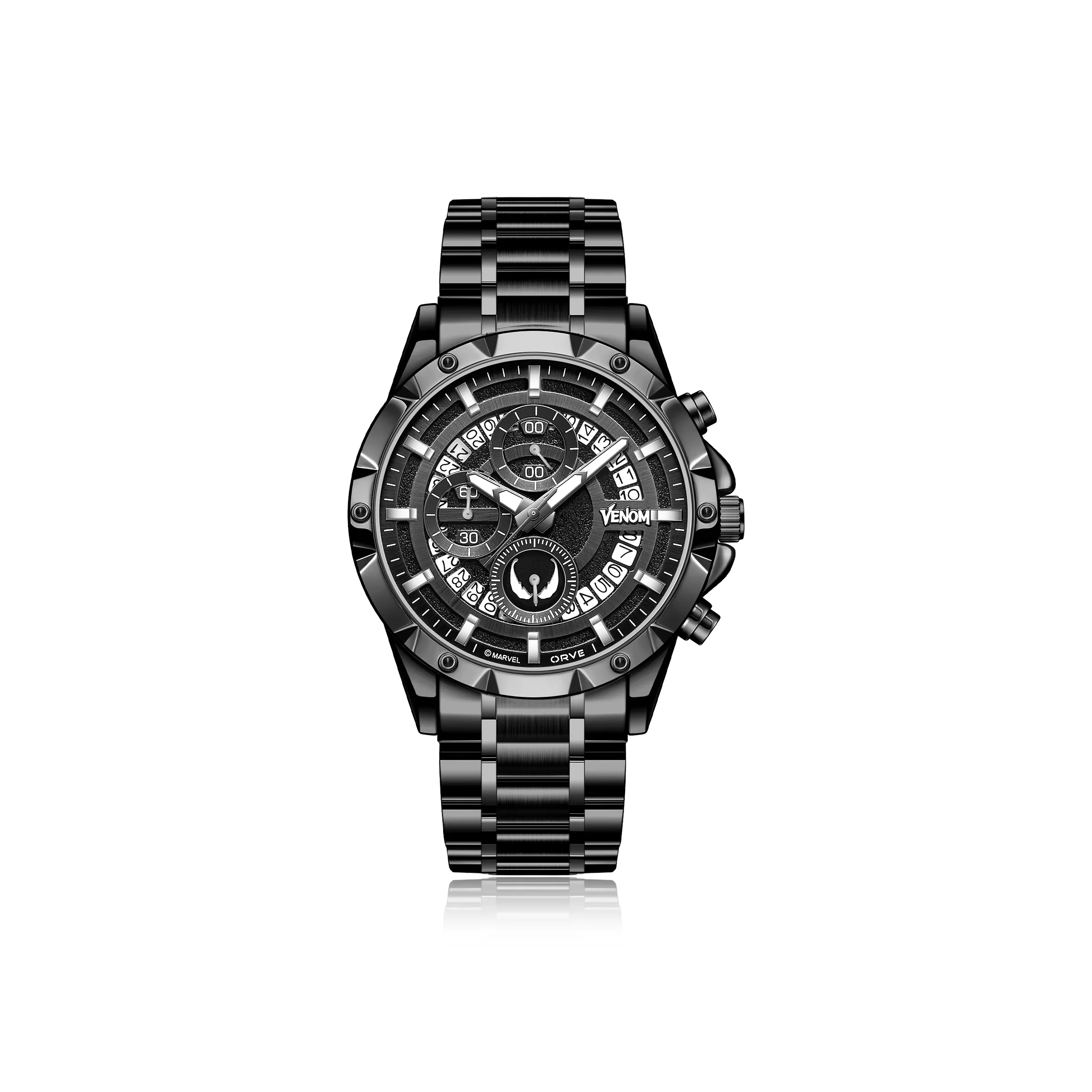 MARVEL Venom Кварцевые Мужские Наручные Часы Ремешок из Нержавеющей Стали Черный Циферблат