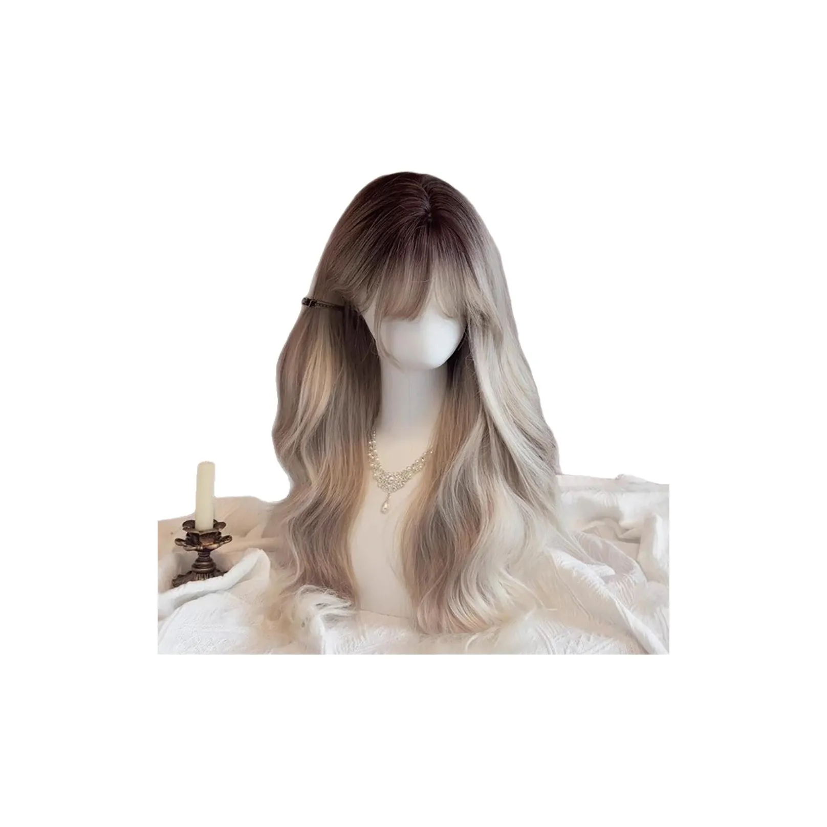 GLUNA Азиатский стиль градиентная окрашенная длинная волнистая женская парик высокая температура пряжа