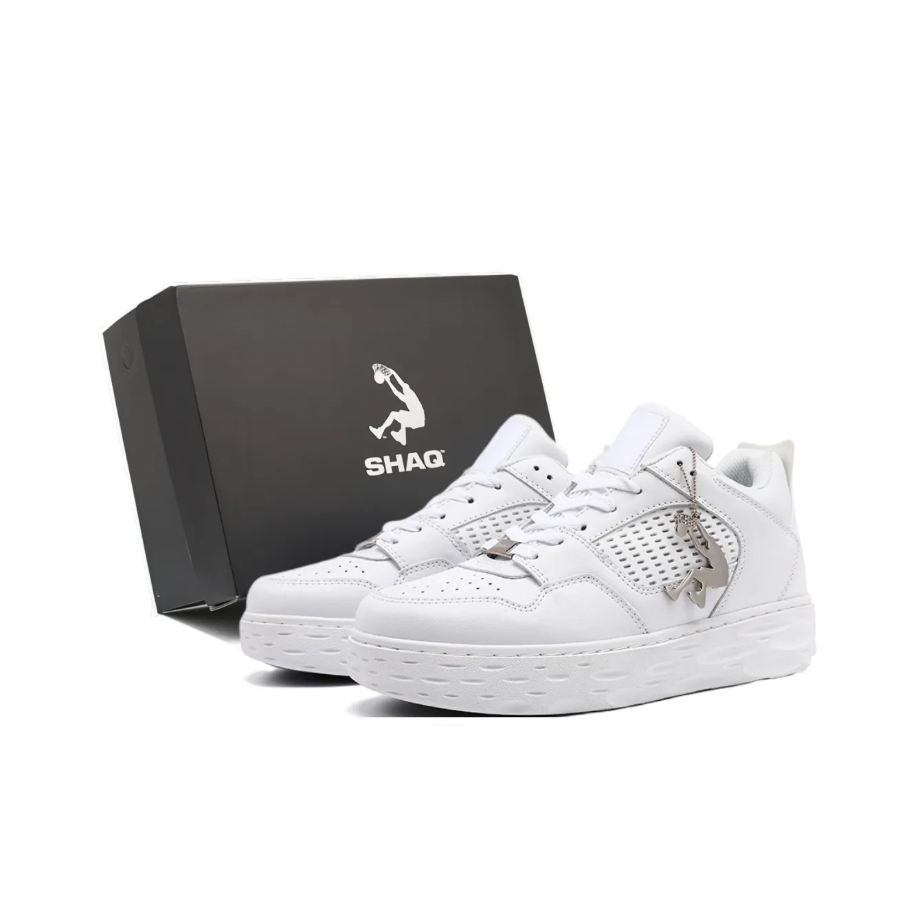 SHAQ Противоскользящие амортизирующие устойчивые к истиранию увеличивающие высоту низкие кроссовки для скейтбординга унисекс белые