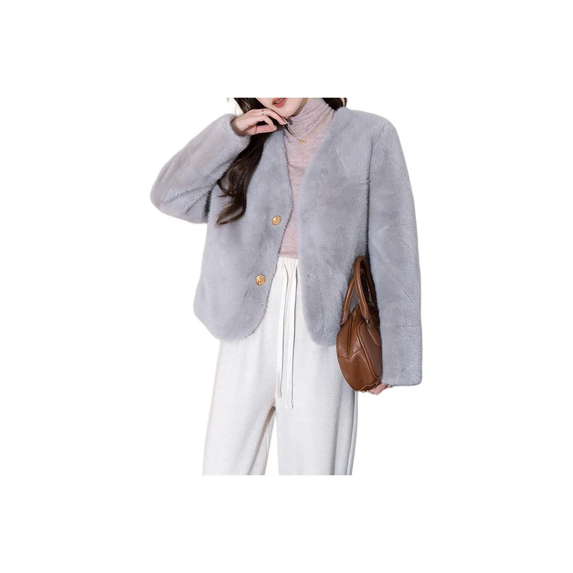 Tonlion Светло-серый Женские меховые изделия