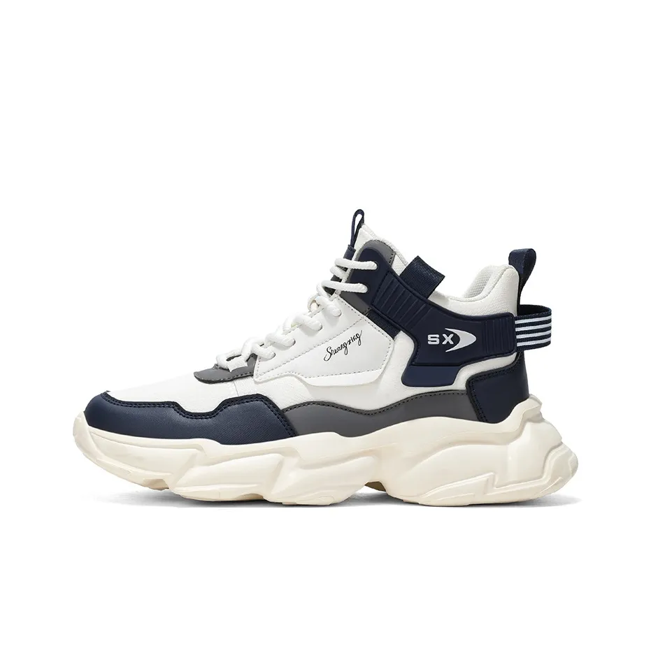 Binary Амортизация Легкий Увеличение Высоты Высокие Кеды Мужские Белый Синий