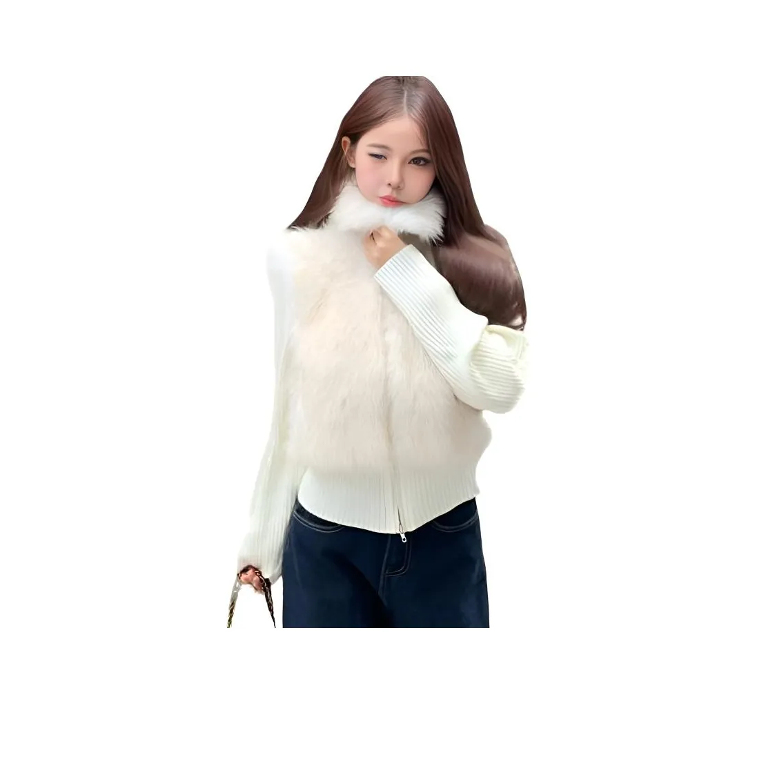 GUOZHEN Смешанное Белое Женское Короткое Пальто