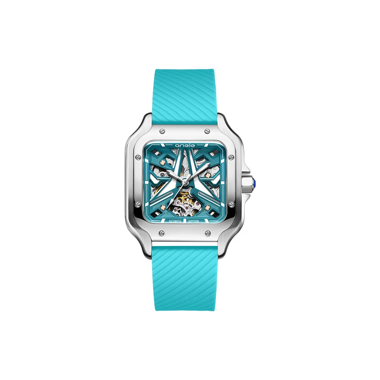 ANGIE PRESENT WATCH Автоматический механический механизм силиконовый ремешок мужские часы циферблат с открытым механизмом