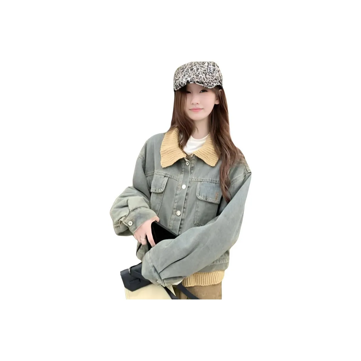 GUOZHEN Синий Женские Джинсовые Куртки