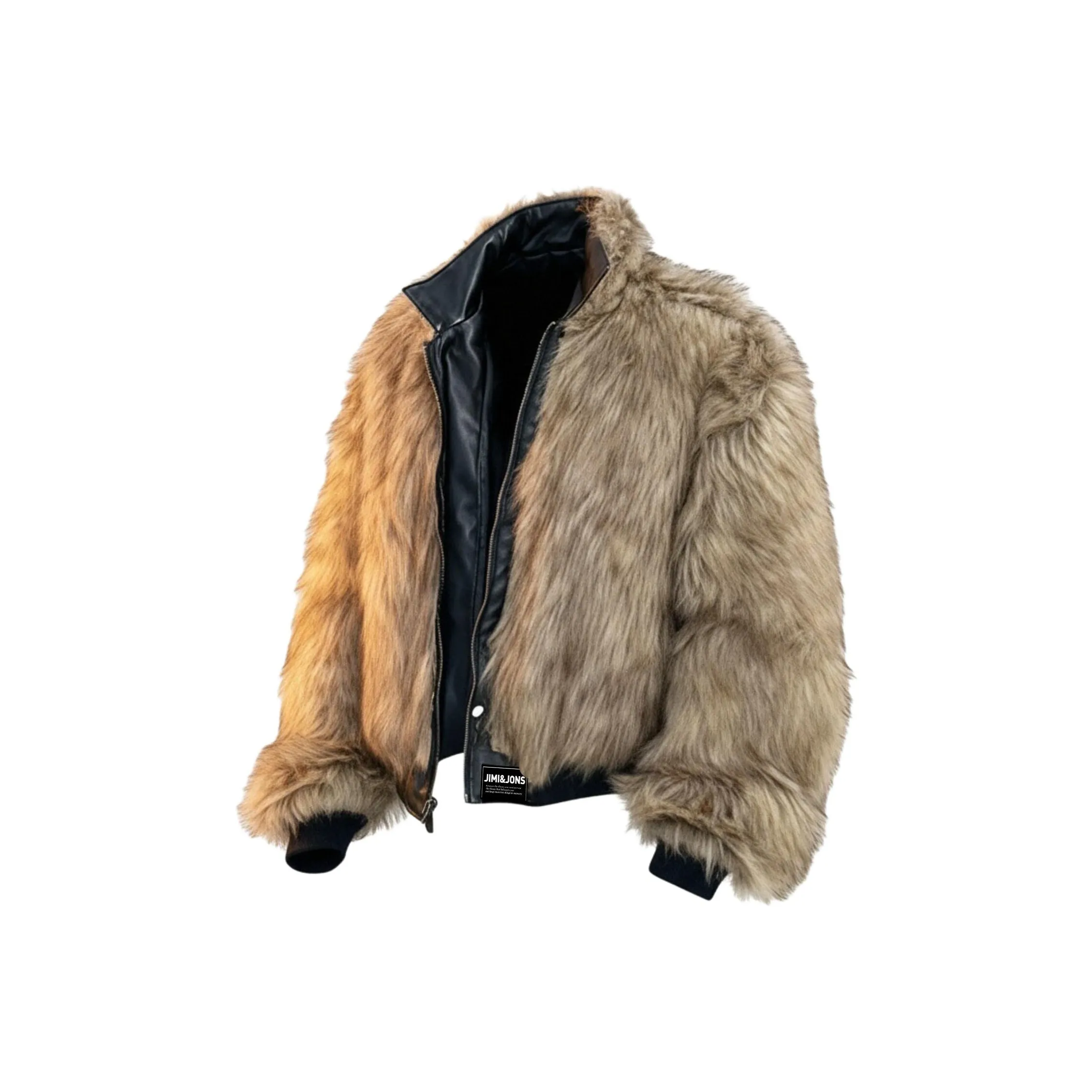 JIMI JONS Черный Двусторонний Кожа Куртка Унисекс Пуховики