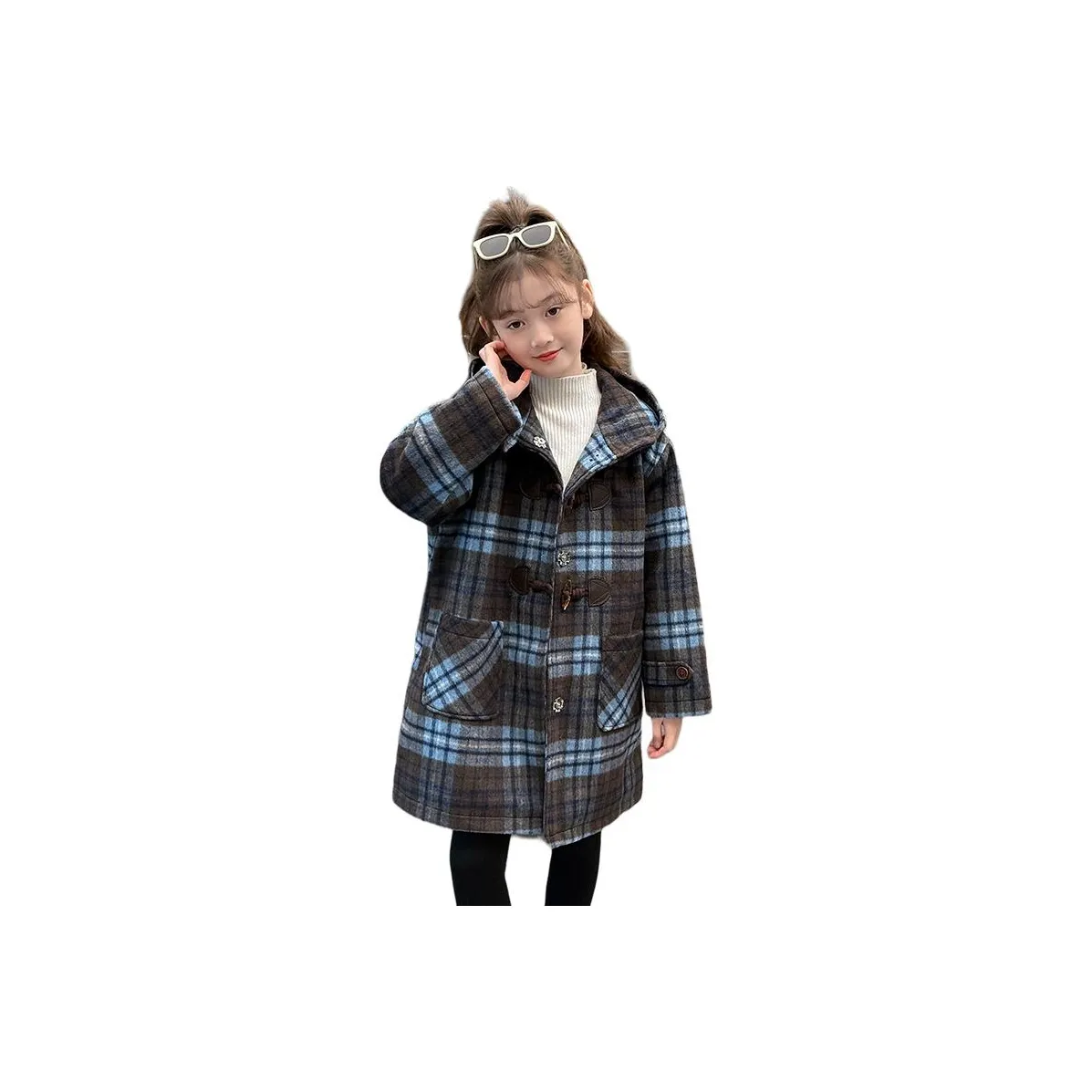 M JBABY Синий Детский Шерстяное Пальто