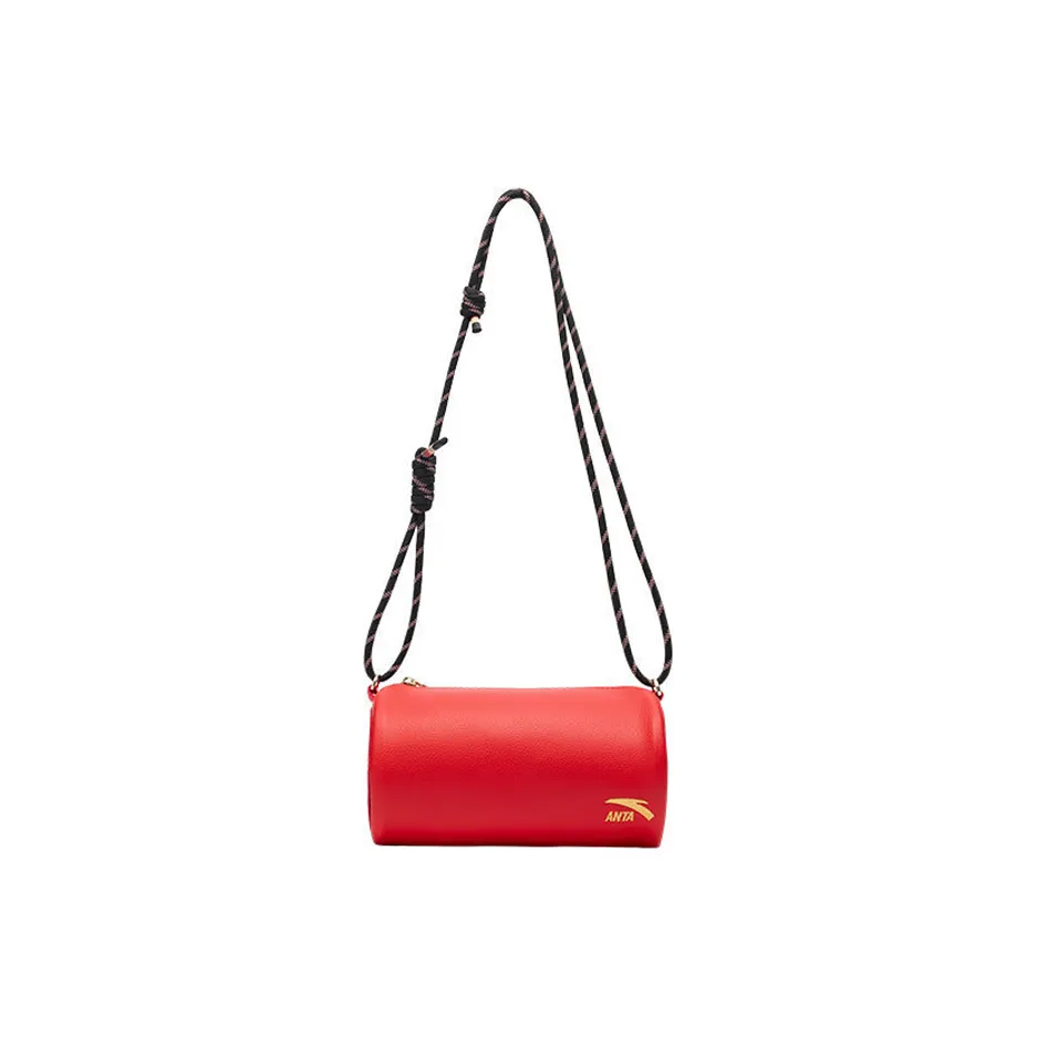 ANTA Синтетическая кожа Цилиндрическая сумка Сумка через плечо Стандартная Унисекс Богатый Красный