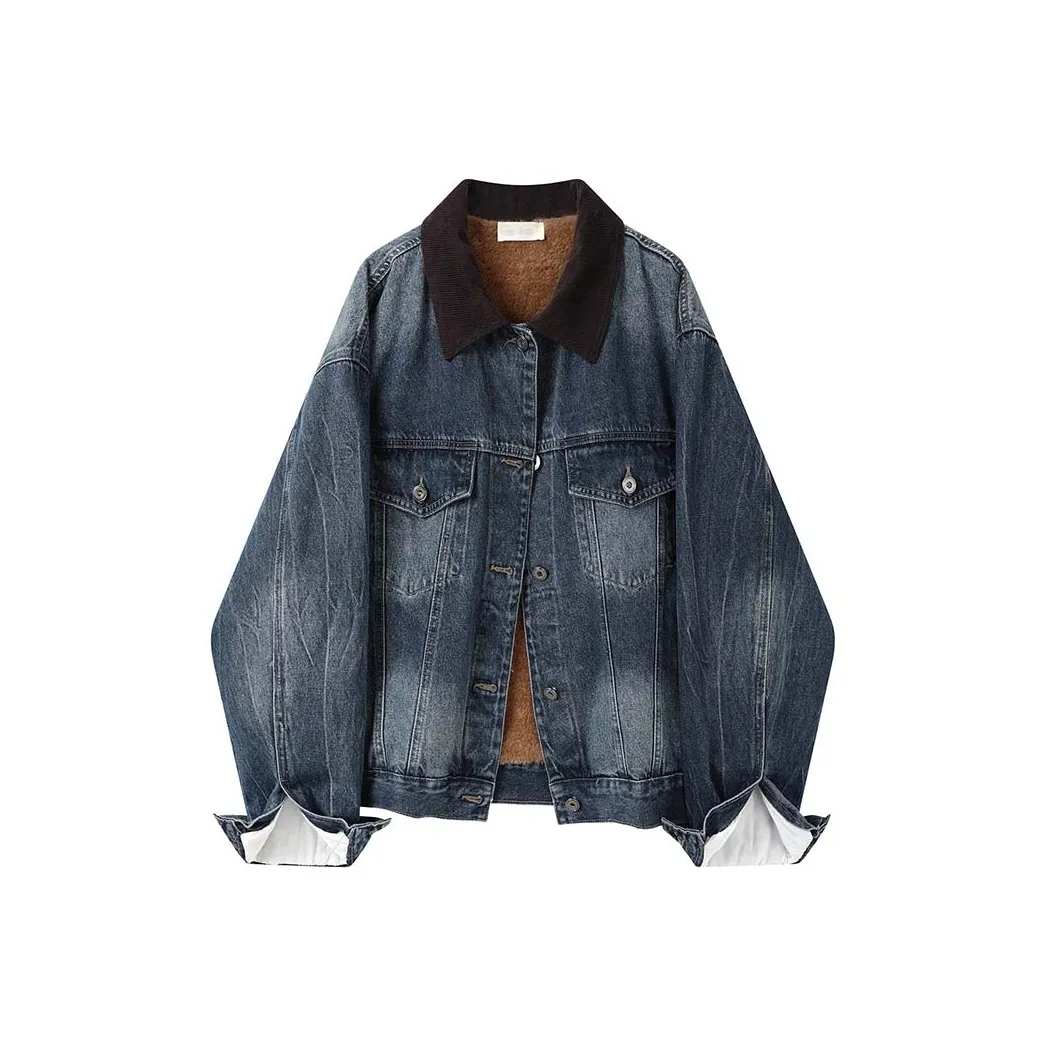 FAVMARTHA Синий Женские Джинсовые Куртки