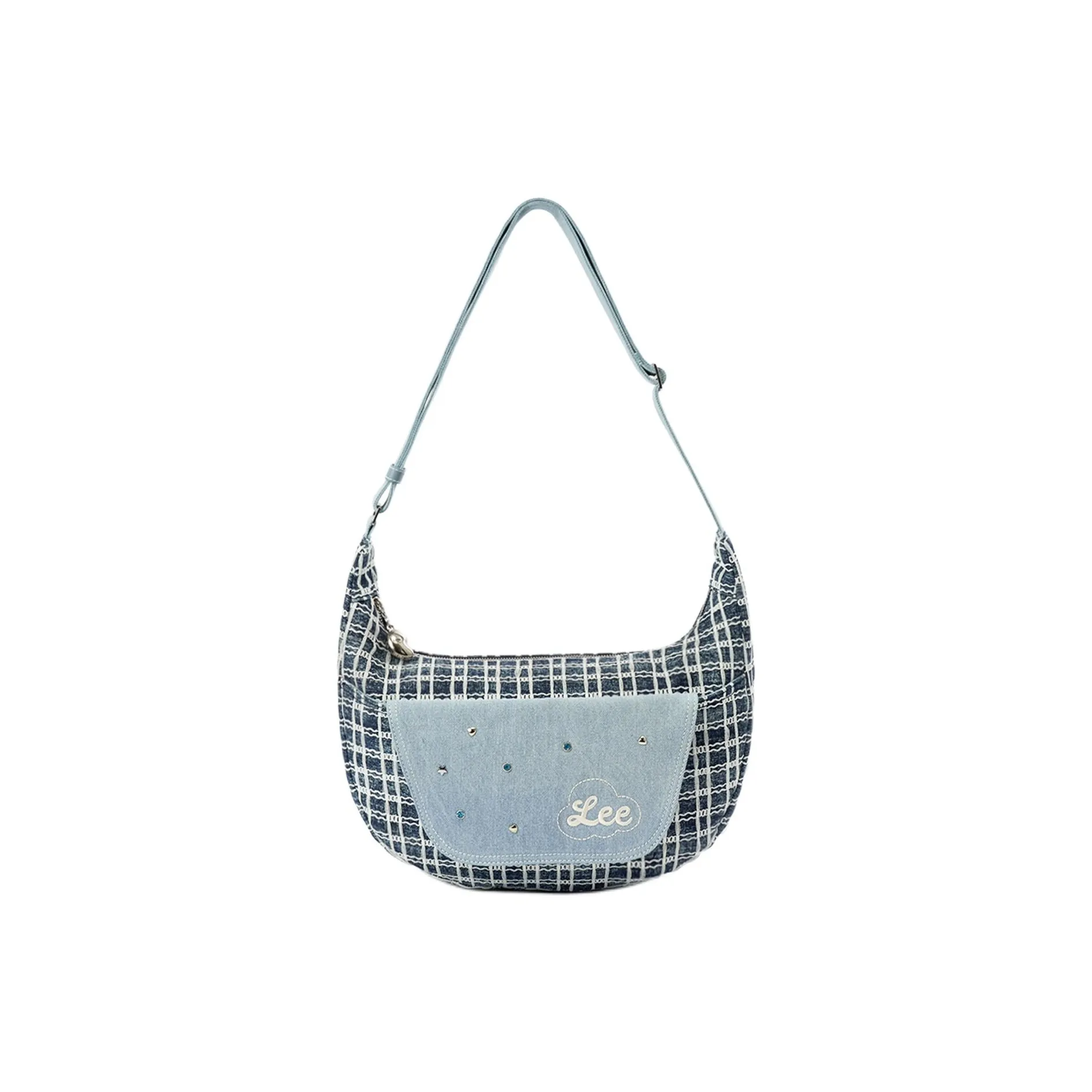 Lee ПУ (полиуретан) Сумка через плечо Стандартная Женская Темно-синий Белый Клетка