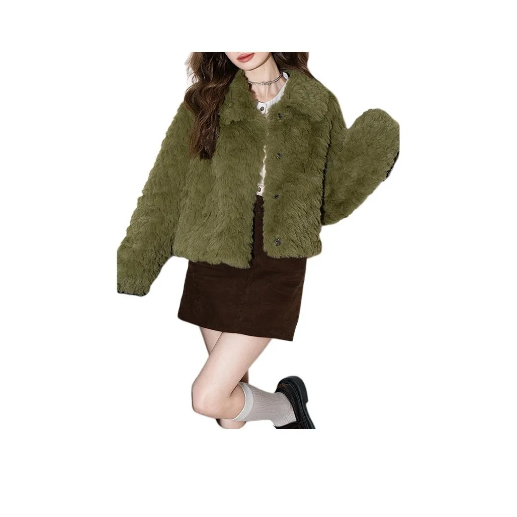Tonlion Травяной зеленый Женские меховые изделия