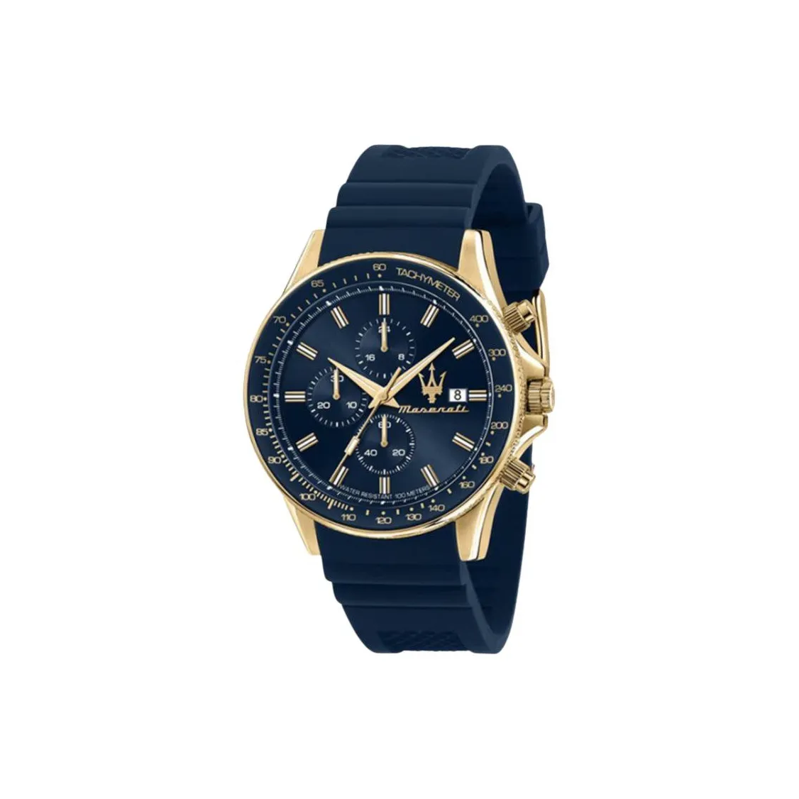 Maserati Мужские часы Кварцевый механизм Силиконовый ремешок 44 мм Черный циферблат