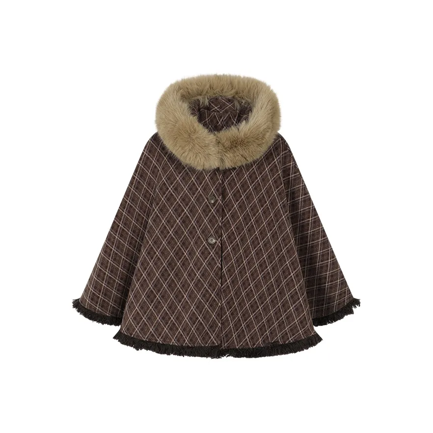 AooRaa Коричневый Клетчатый Женские Плащи
