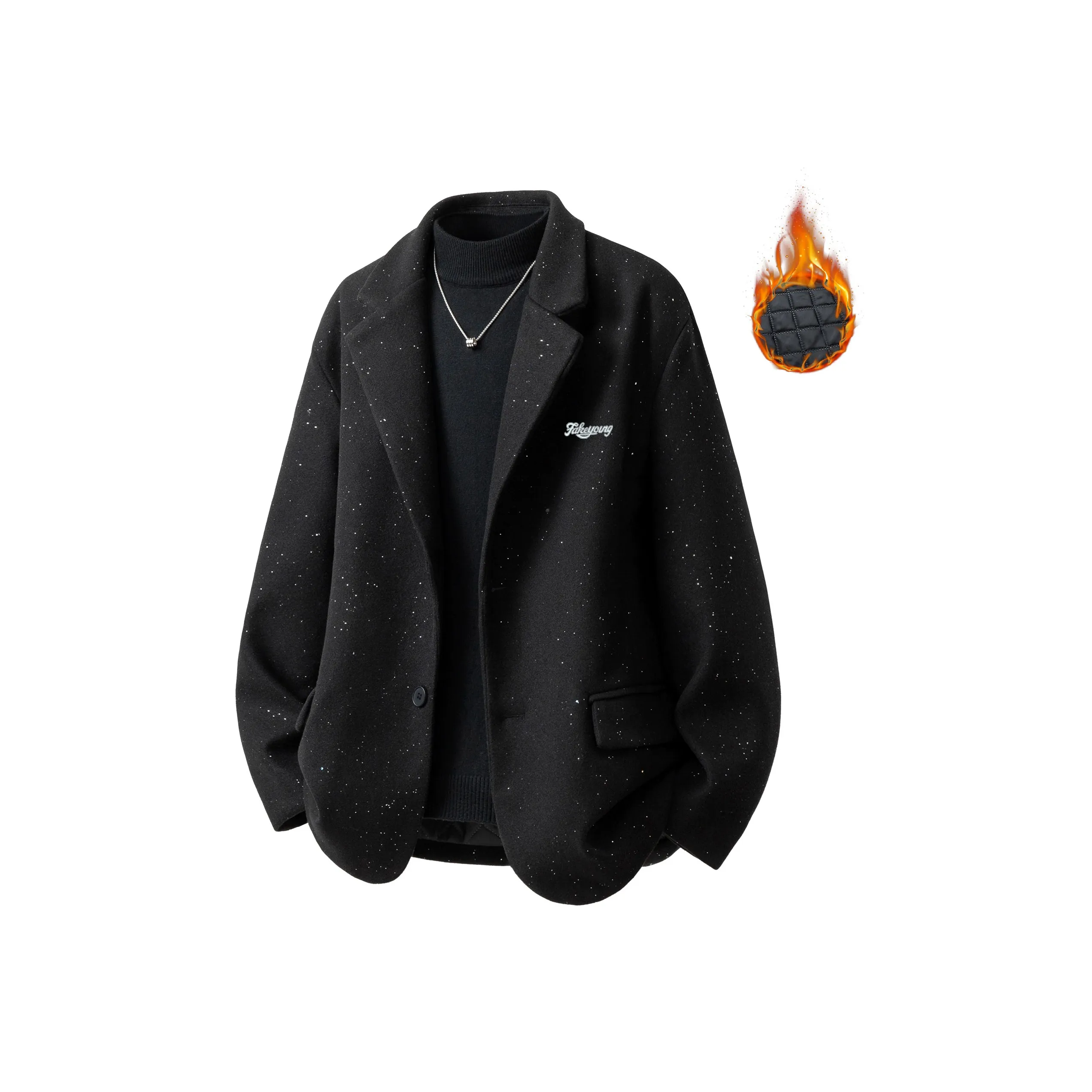 Fakeyoung Черный с съемными металлическими табличками для имен Унисекс Деловые костюмы