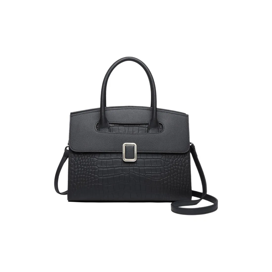 ZOOLER Сумка из крупнозернистой текстуры коровьей кожи одно плечо стандартная женская слоновая сера черная Хепберн