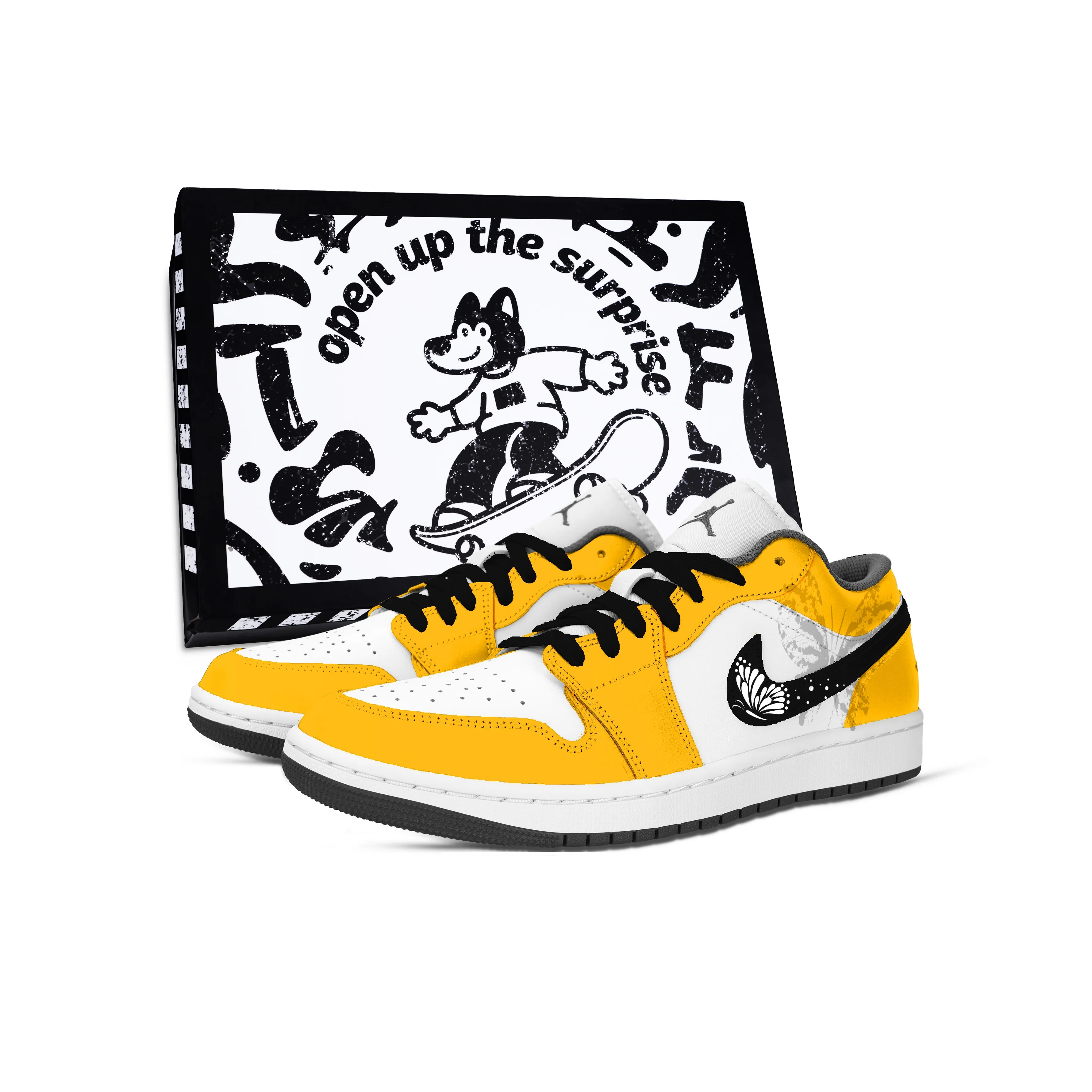 Jordan Air Jordan 1 Винтажные баскетбольные кроссовки Low Топ Желтый Серый Черный Унисекс