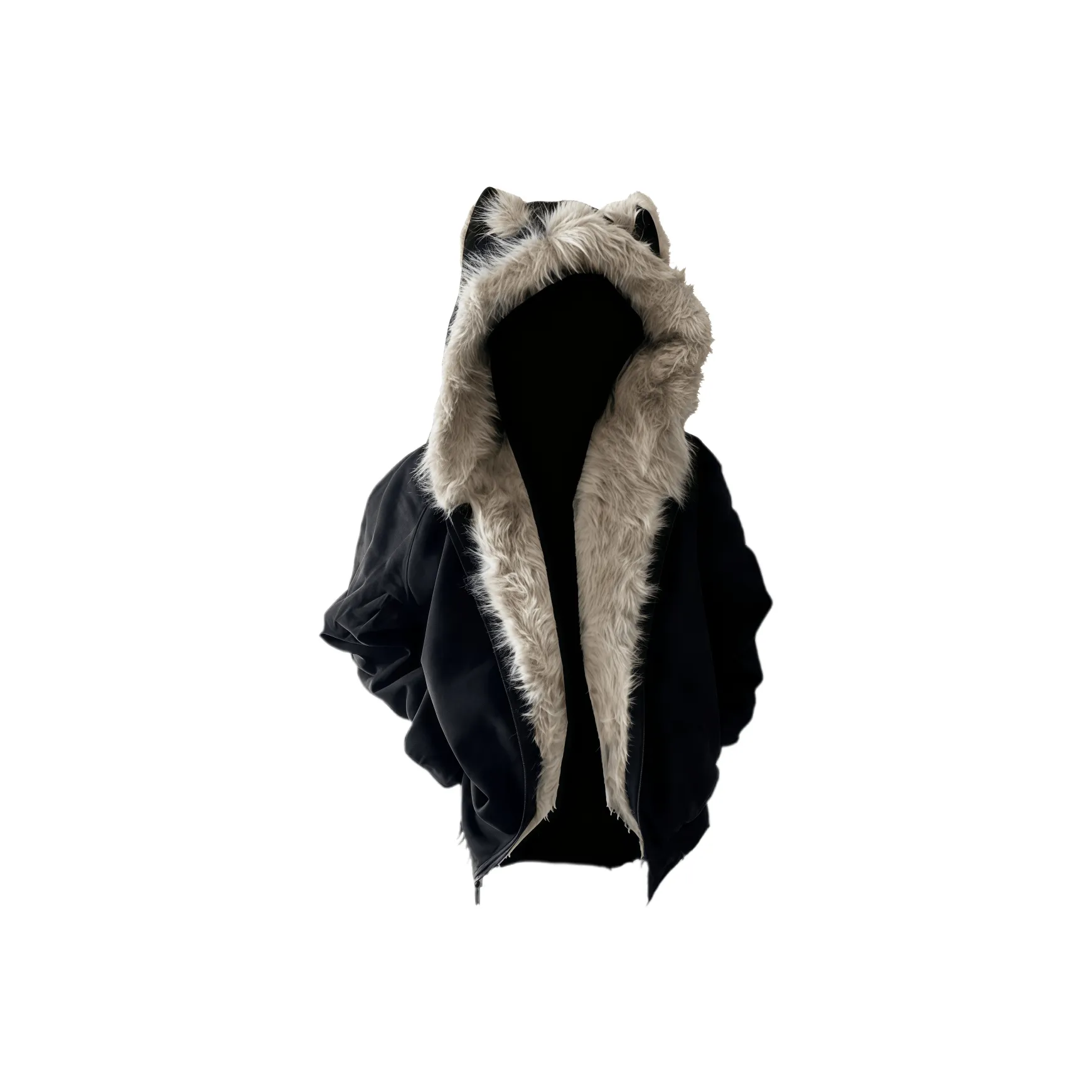 BIXING Черный [С флисовой подкладкой стиль с ушами кошки] Унисекс пуховики