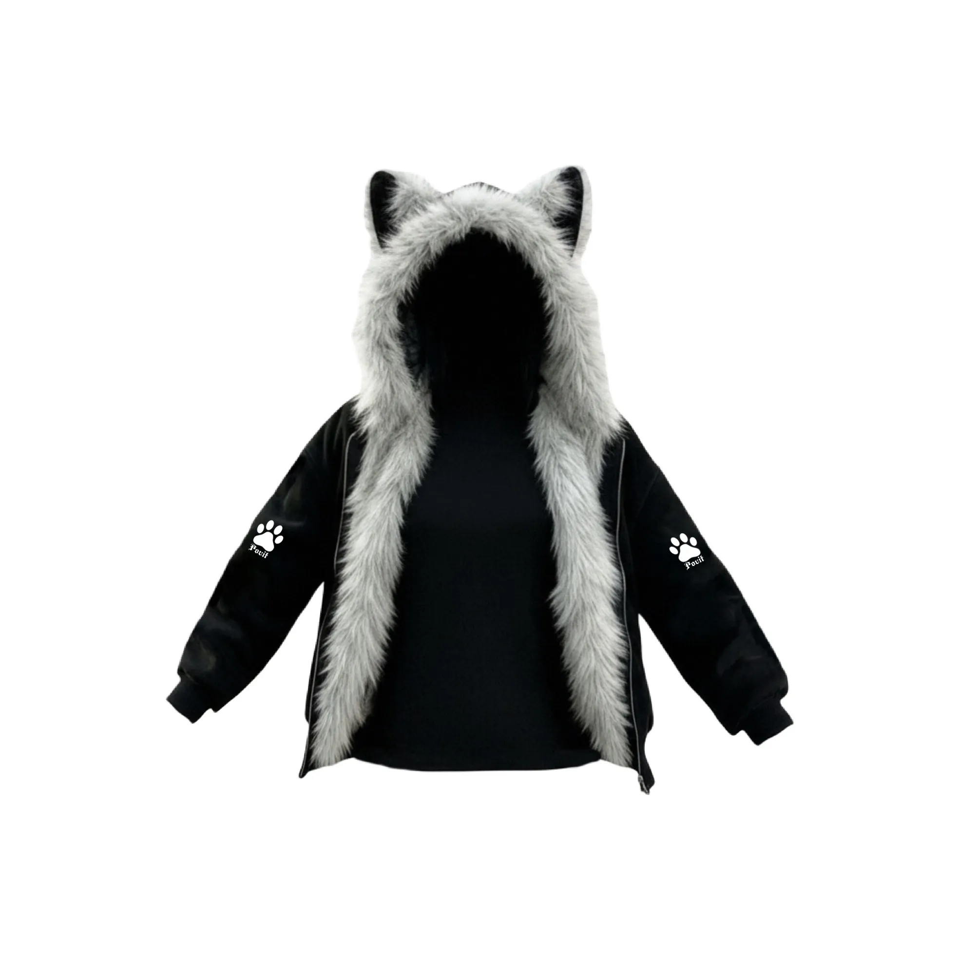 POVIT Черный [Кошка Ухо С флисовой подкладкой Гора Hawk] Унисекс Пуховики