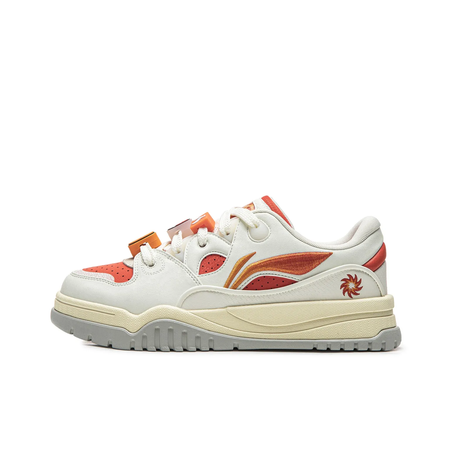 Лайнер Покрытие Устойчивый к истиранию Низкий Топ Скейтборд Кроссовки Мужские Белый Оранжевый