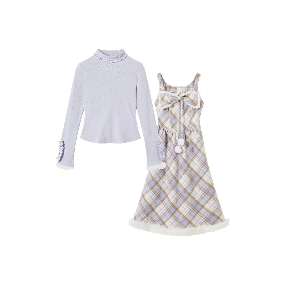 FABRIC PIG Трикотажная ткань Топ+Платье Женские Комплекты с юбкой