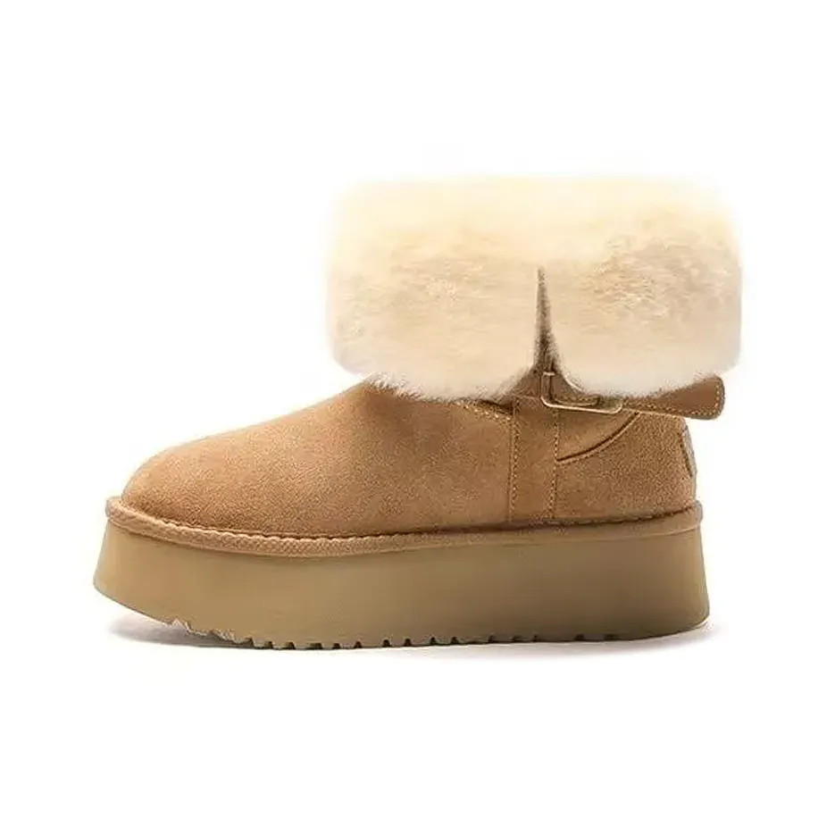 BABAKE С флисовой подкладкой обтрепанный край ботильоны термические устойчивые к абразиву короткие сноубутсы женские