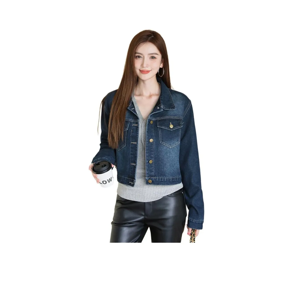 Langqing Синий Бесплатная доставка с бренд наклеенный женские джинсовые куртки