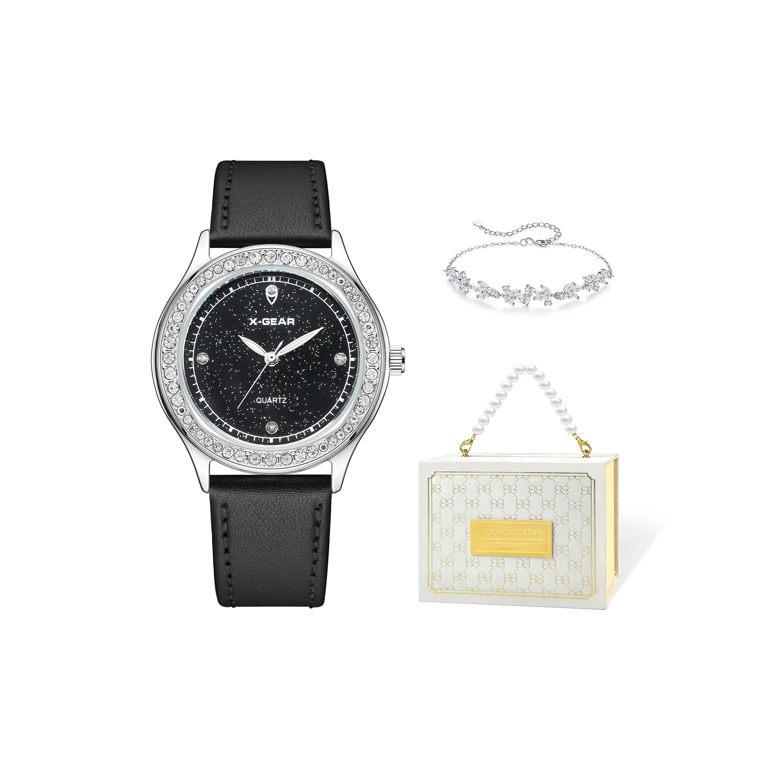 X Шестерня Instagram стиль Роскошь Полностью уложенный Ромб Утонченный Часы Кварцевый механизм Естественная кожа Ремешок