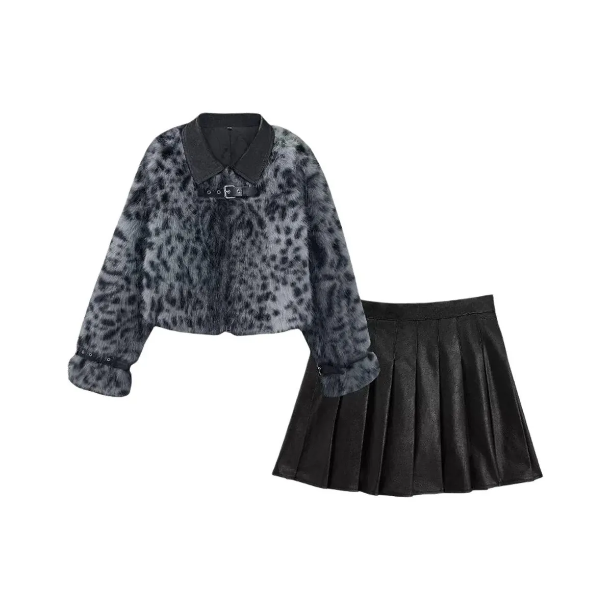 AIYIFU Черный Серый Смешанный Цвет Женский Комплект с Юбкой