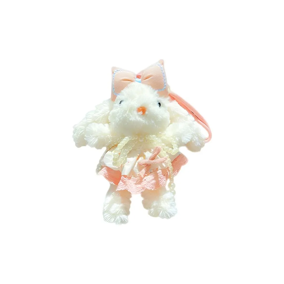 GUYI Милый Принцесса Платье с Длиннорогим Кроликом Белый Плюшевый Брелок 21 см Длина Тела