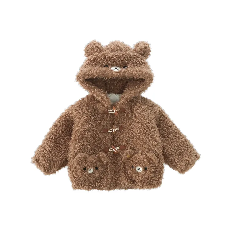 SUPEREDGE Однотонное Стандартное издание Детское Шерстяное пальто Зимнее Унисекс