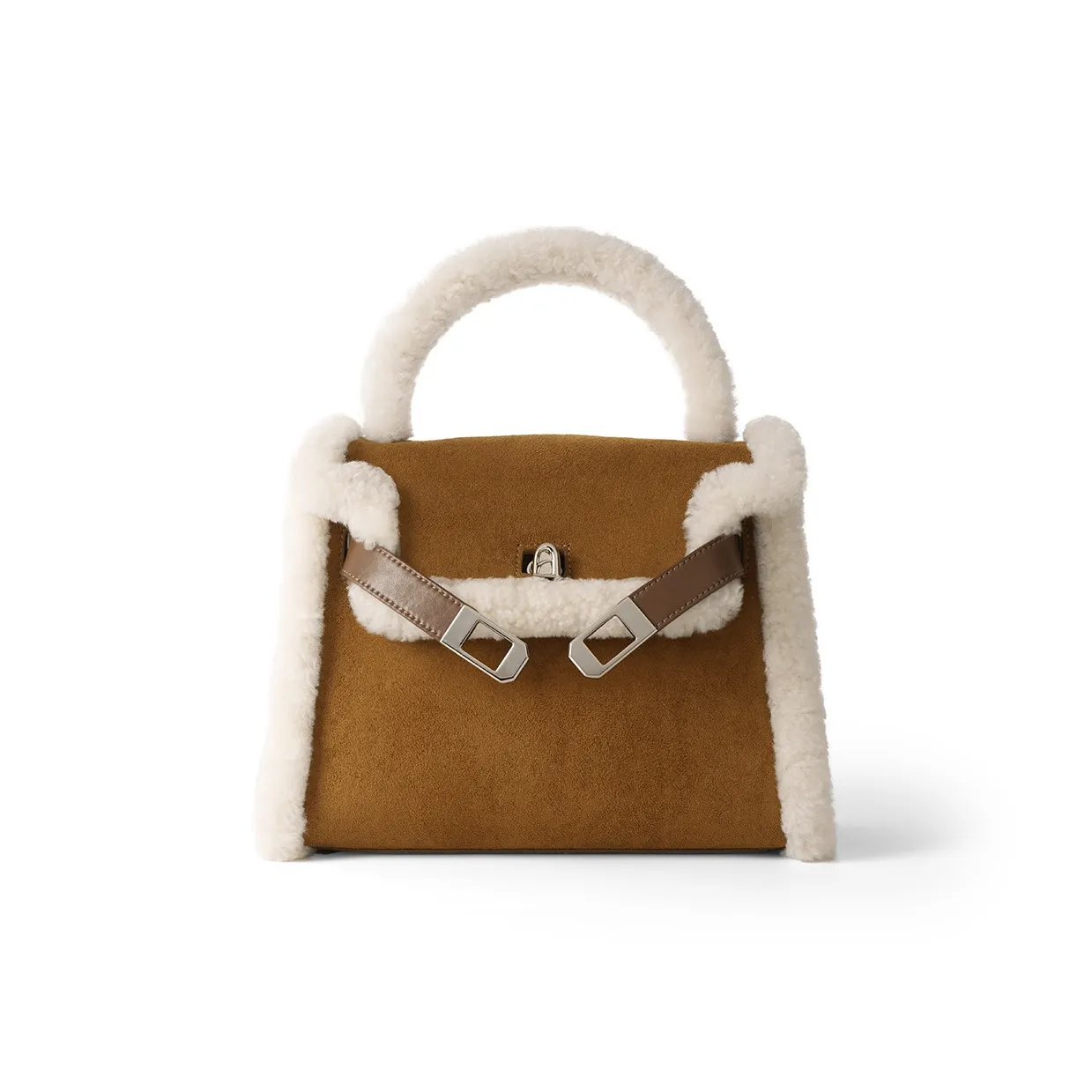 La Festin Спилок коровья кожа с тканью одно плечо сумка обычный женский бархат коричневый