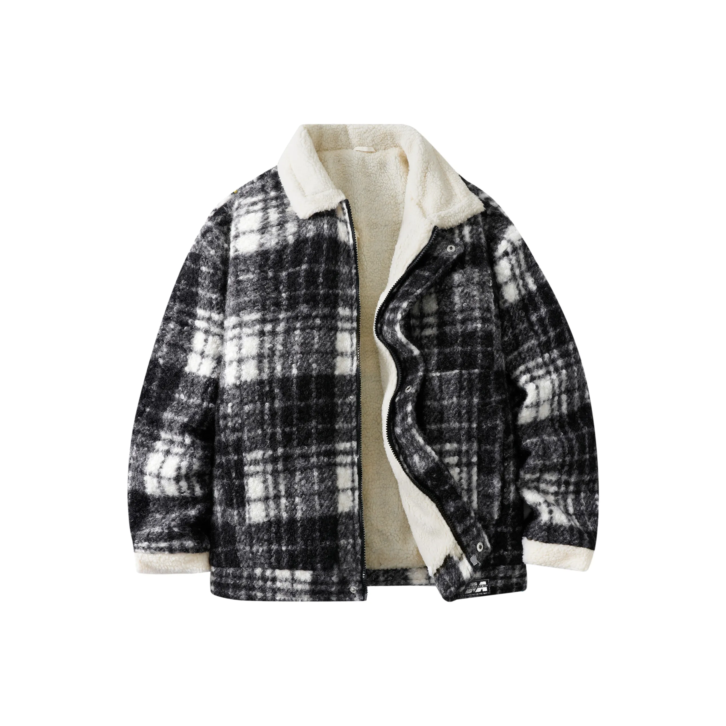 MUSCLETECH Черный Белый Клетка Унисекс Бархатные Куртки