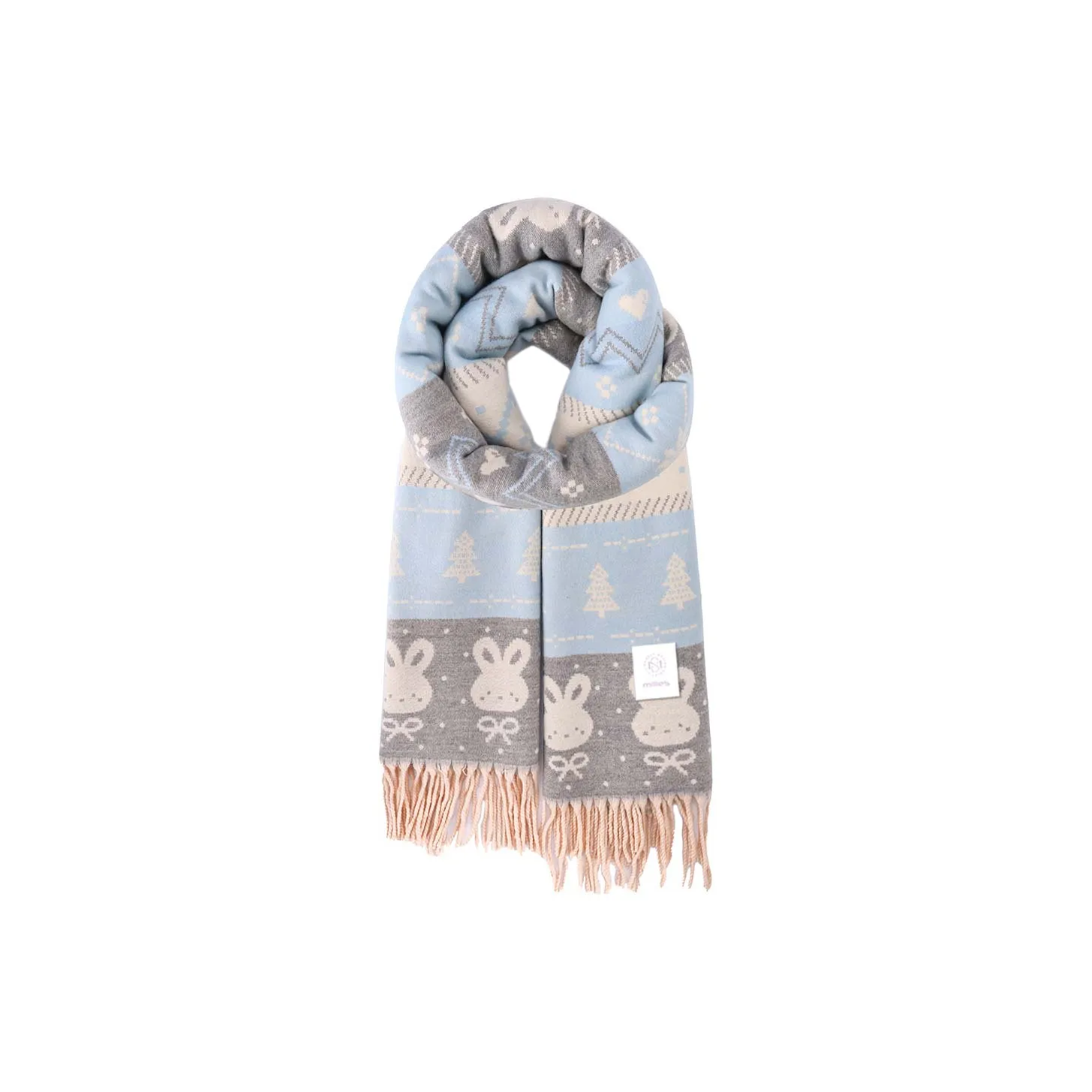 MILLIE'S Искусственный кашемир Вязаные шарфы Унисекс Телесно-голубой Розовый