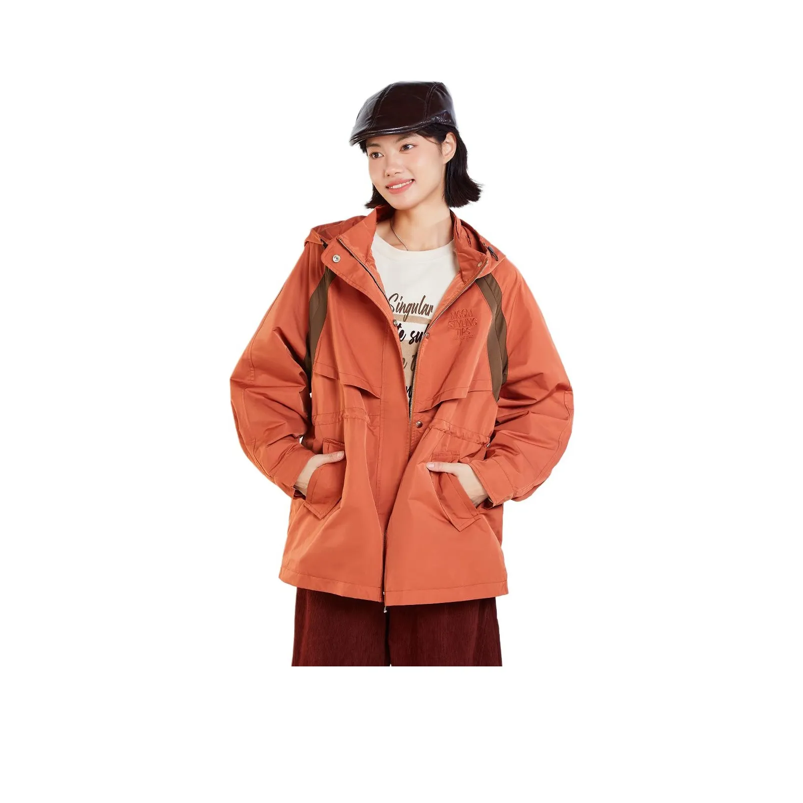 MUGUOGUOMU Осенний и зимний тренчкот с утяжкой на талии женский