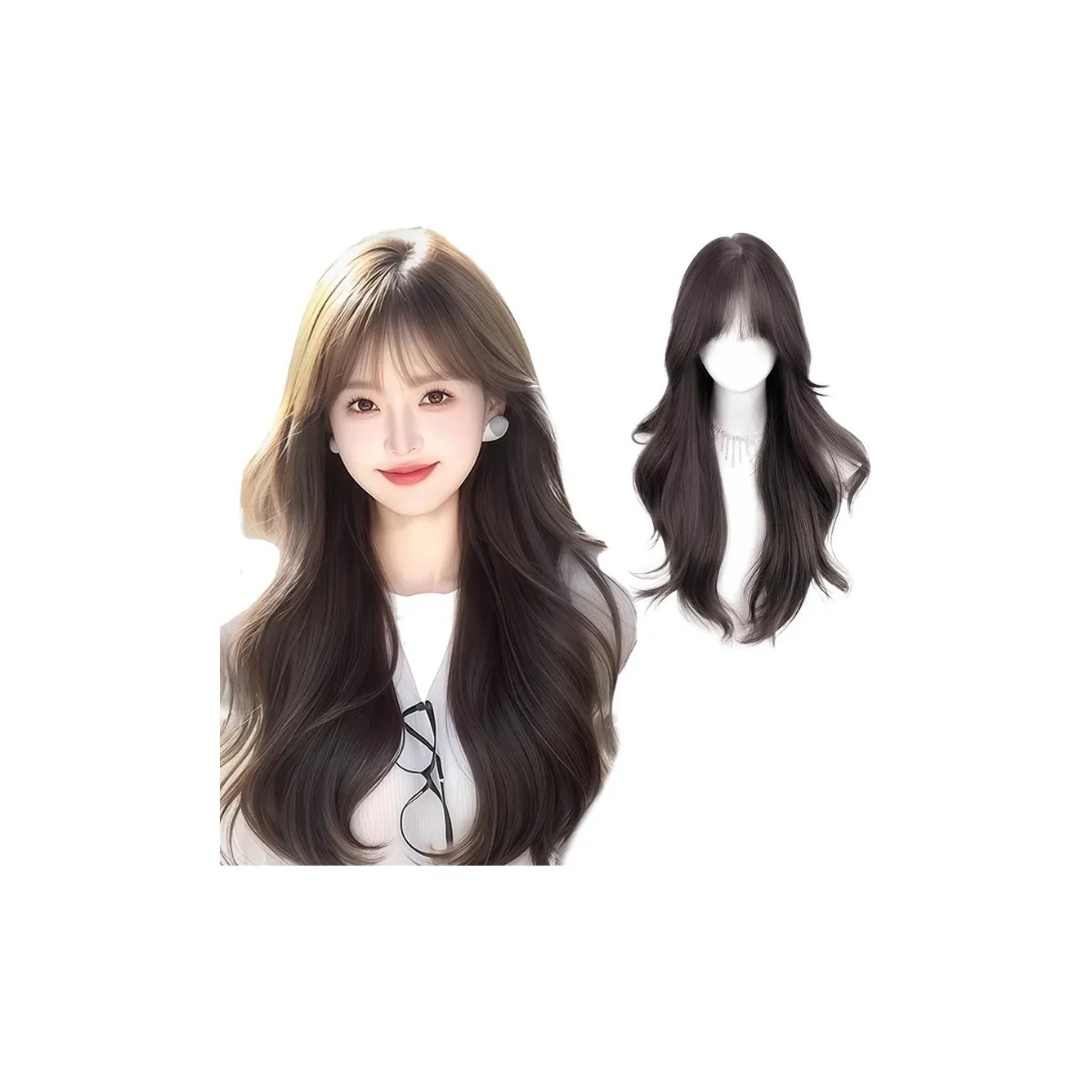 YUNQING Пудра для завивки Длинные накладные волосы Натуральный Мокко Смешанный Шелк Длинные волнистые