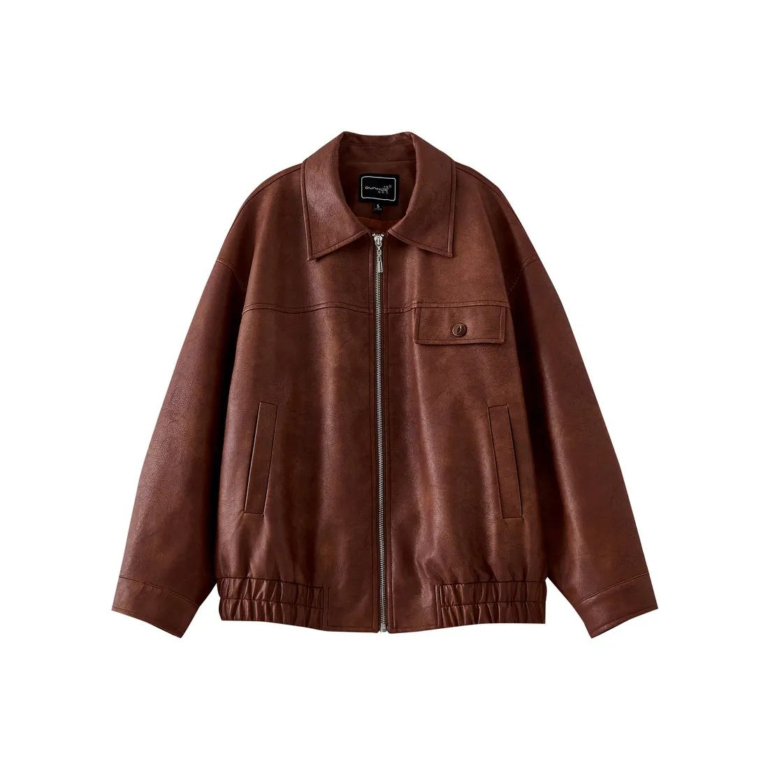 OUNIXUE Бордовый Умбра Женские Кожаные Куртки