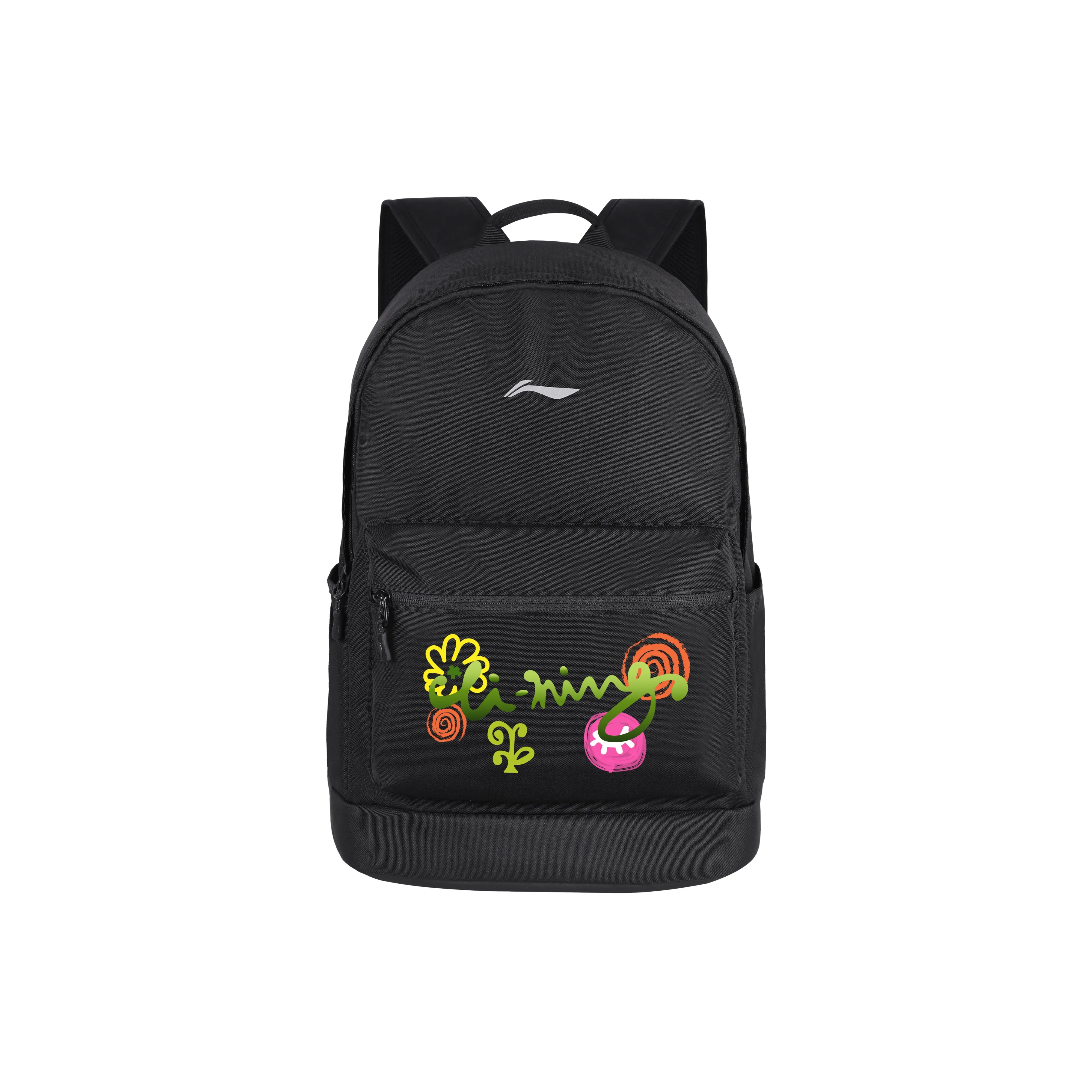 Полиэстеровая подкладка рюкзак стандартный унисекс черный цветочный четыре направления