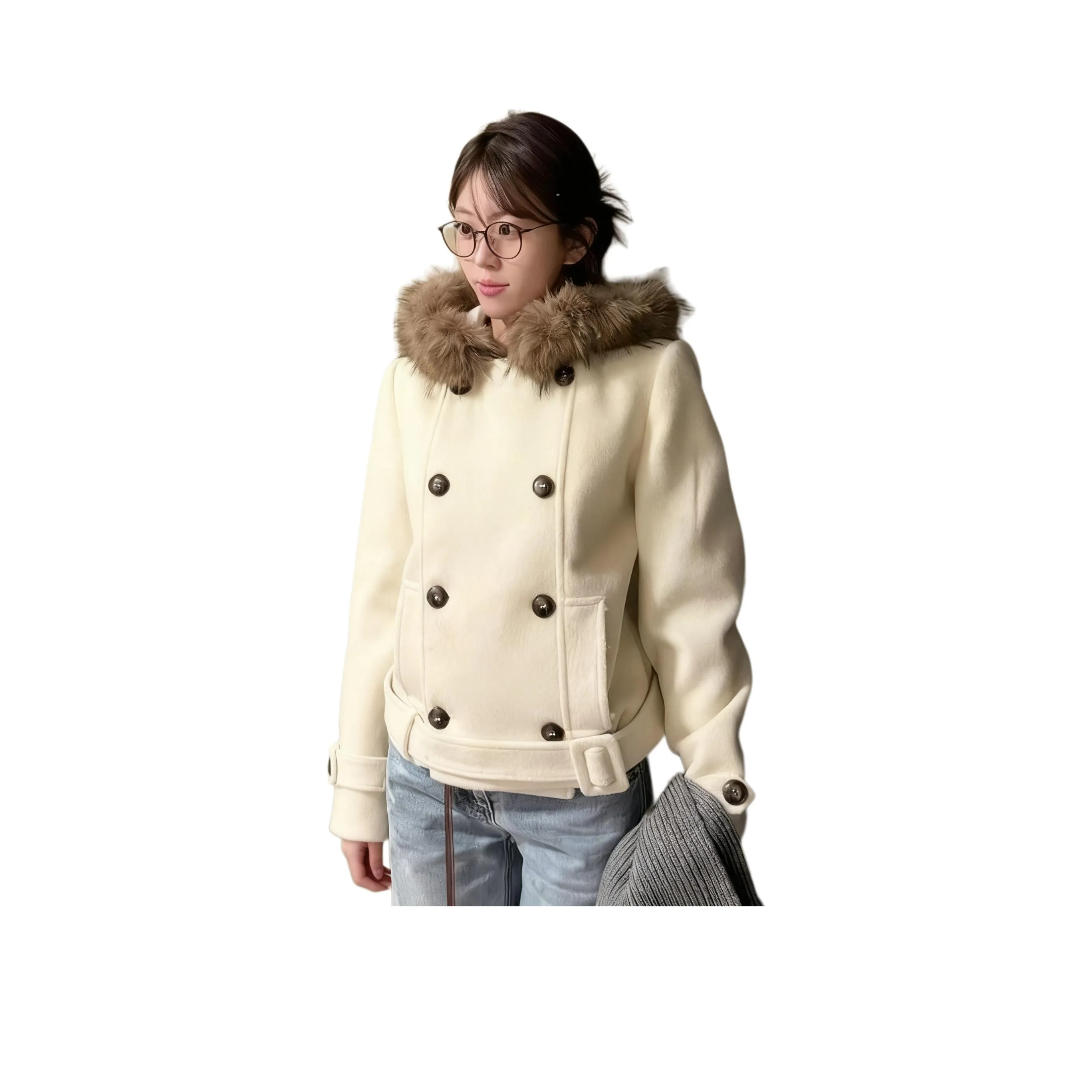 Langqing Светлый Бежевый Женское Пальто