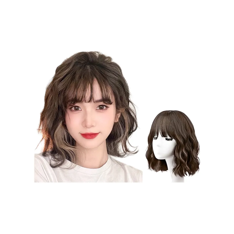 MUYAN Комплект париков для коротких кудрявых волос для женщин молочно-чайный коричневый омбре