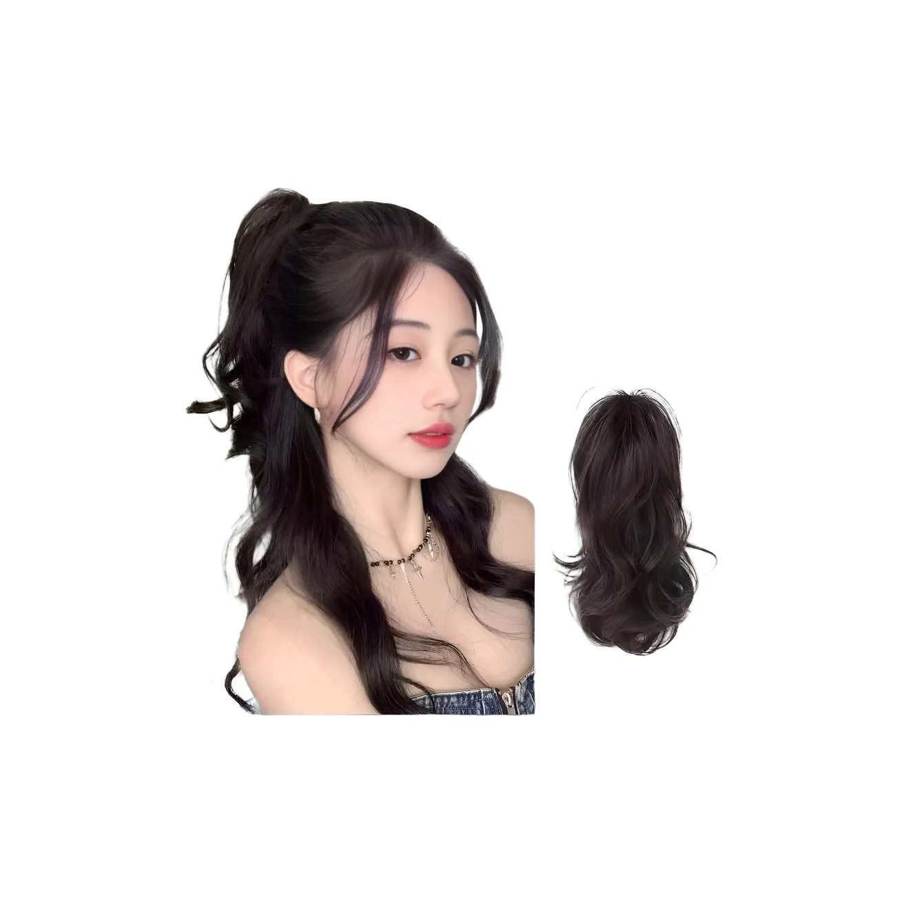MUSINA Claw Clip Ponytail Wig Women's Русалка Roll Искусственные Волосы