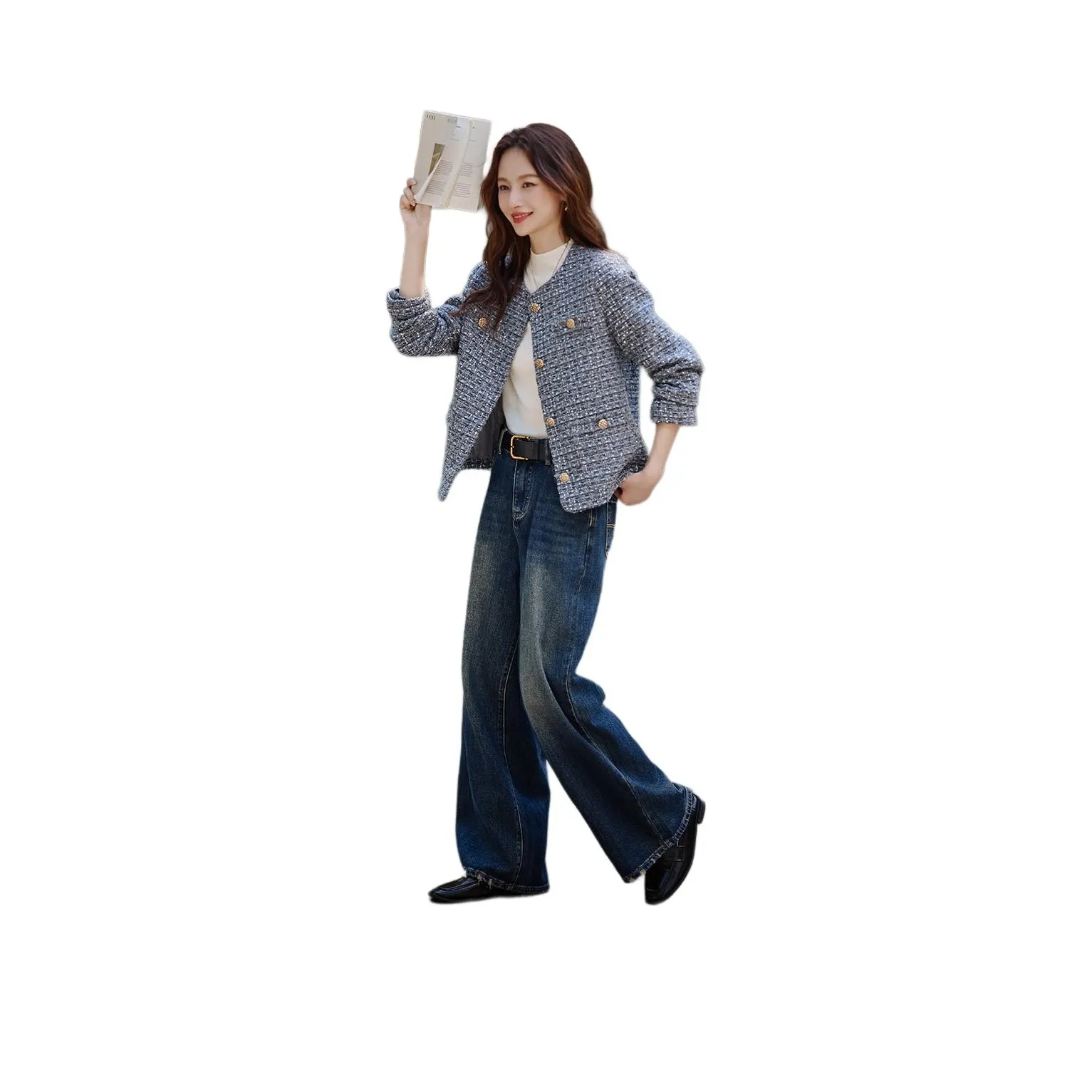 SHANGJING Синий Серый Женские Куртки