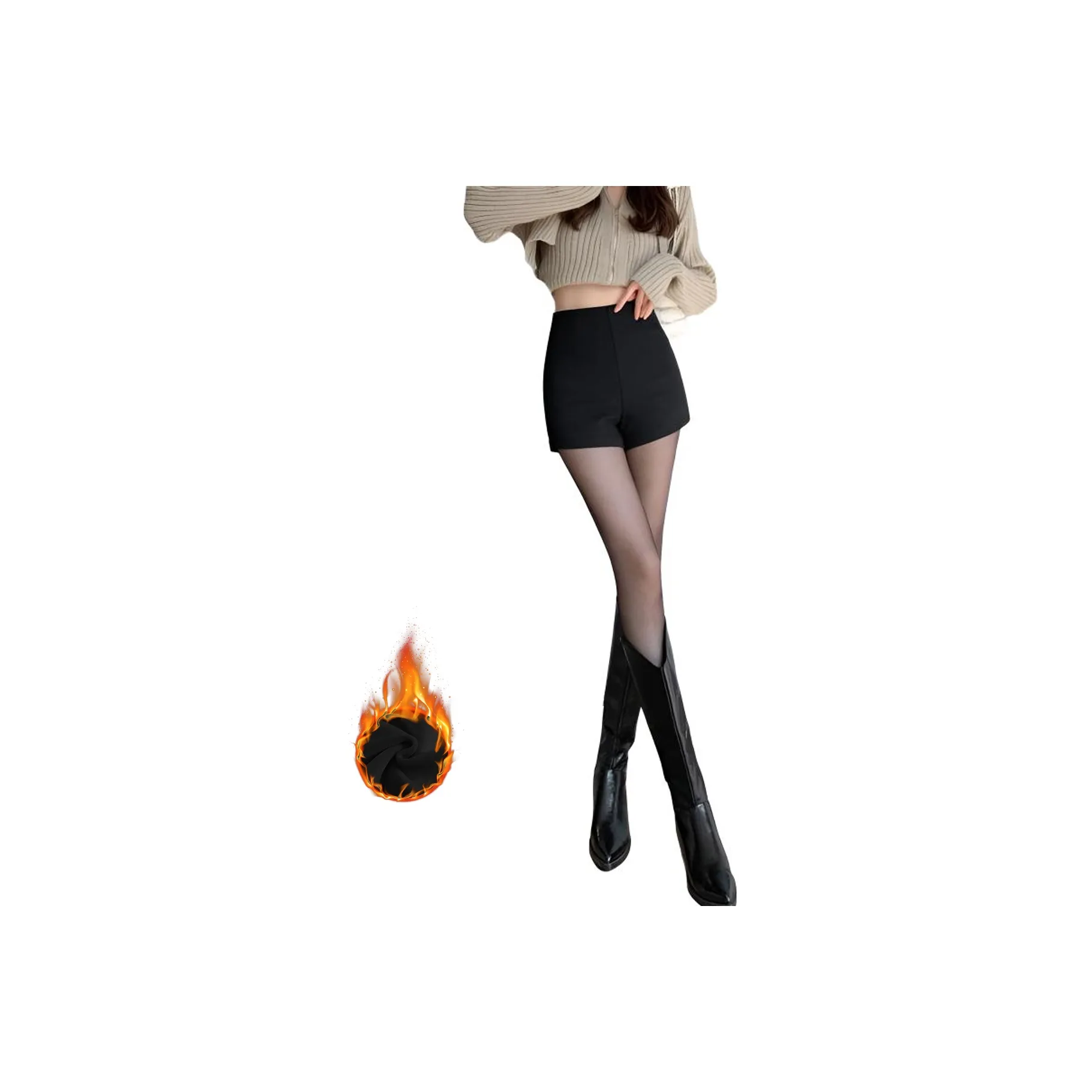 XIANYIJIAO Черные флисовые женские леггинсы с подкладкой