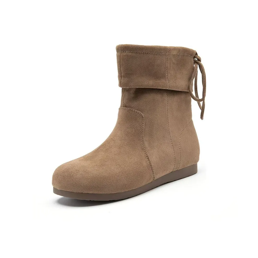 7 SEVFUN Осенний Зимний Винтаж Минималистский стиль Замша Stacked Ботинки Ботильоны Женские