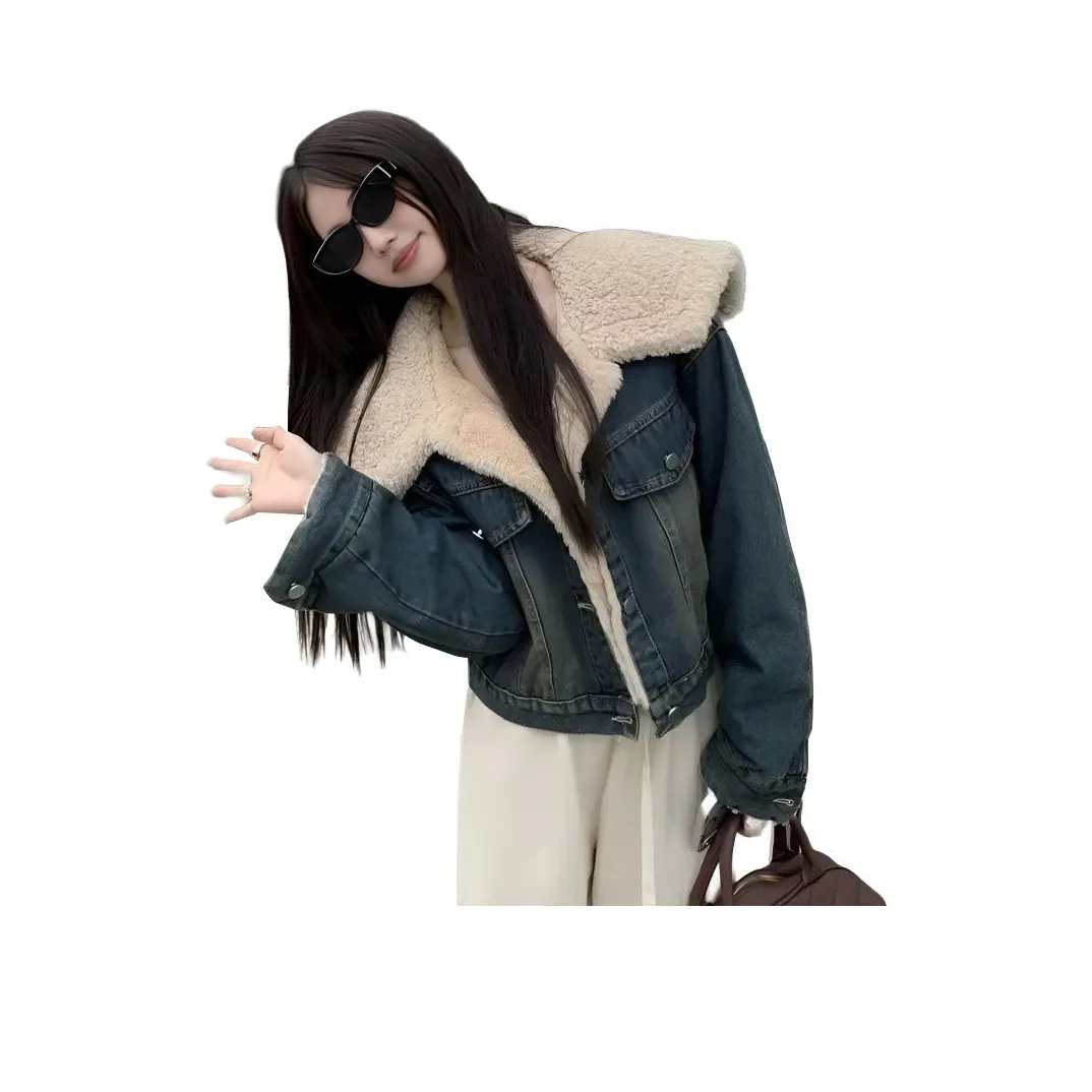 GUOZHEN Синий Женские Джинсовые Куртки