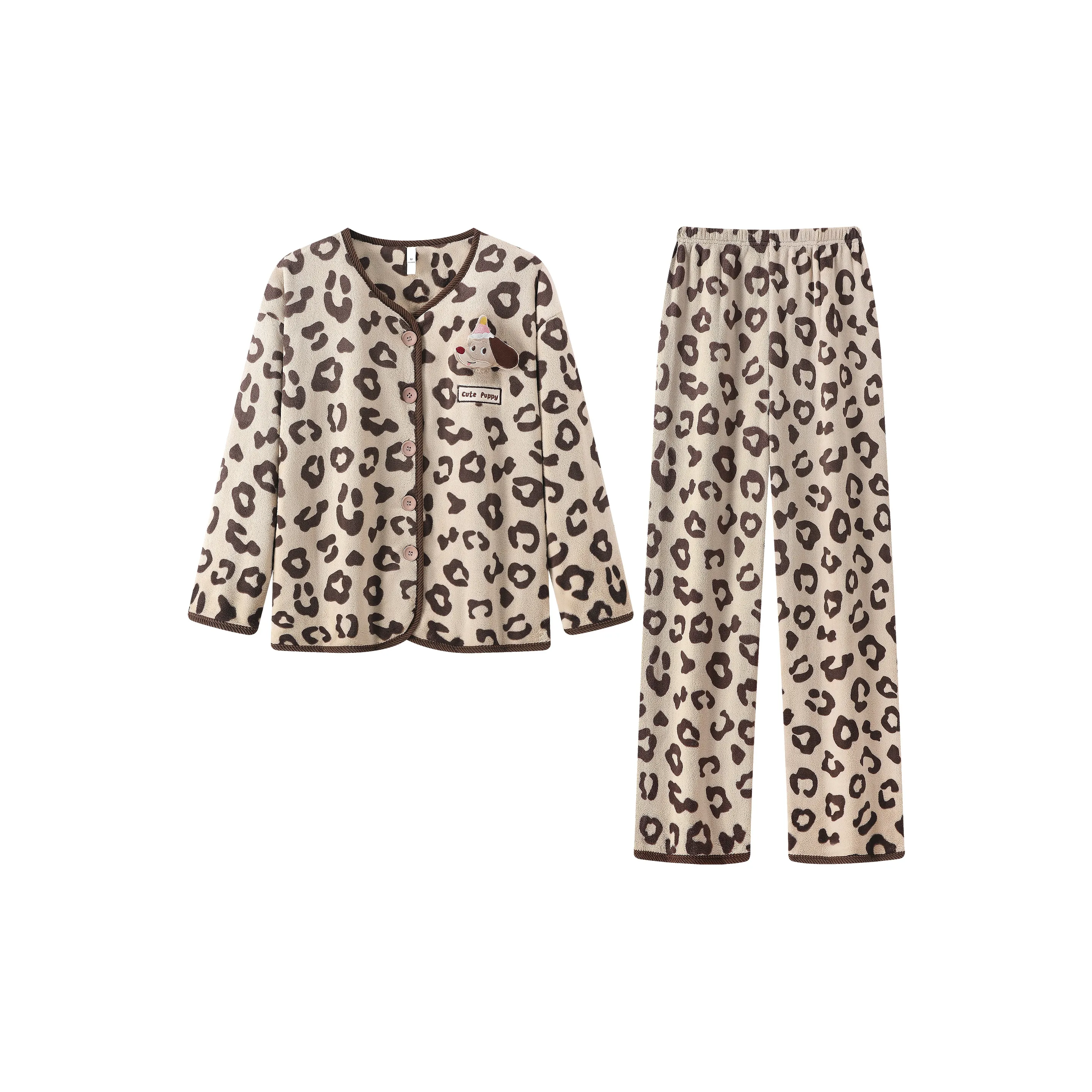 Gongdie Леопардовый принт Женские Пижамные комплекты