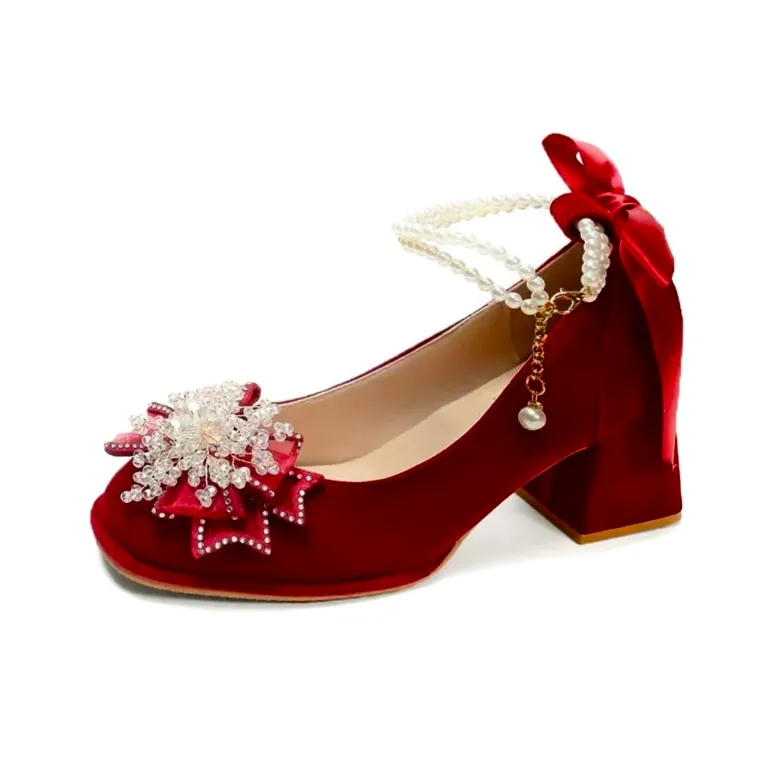NTOZE Mary Jane Shoes Burgundy Women's