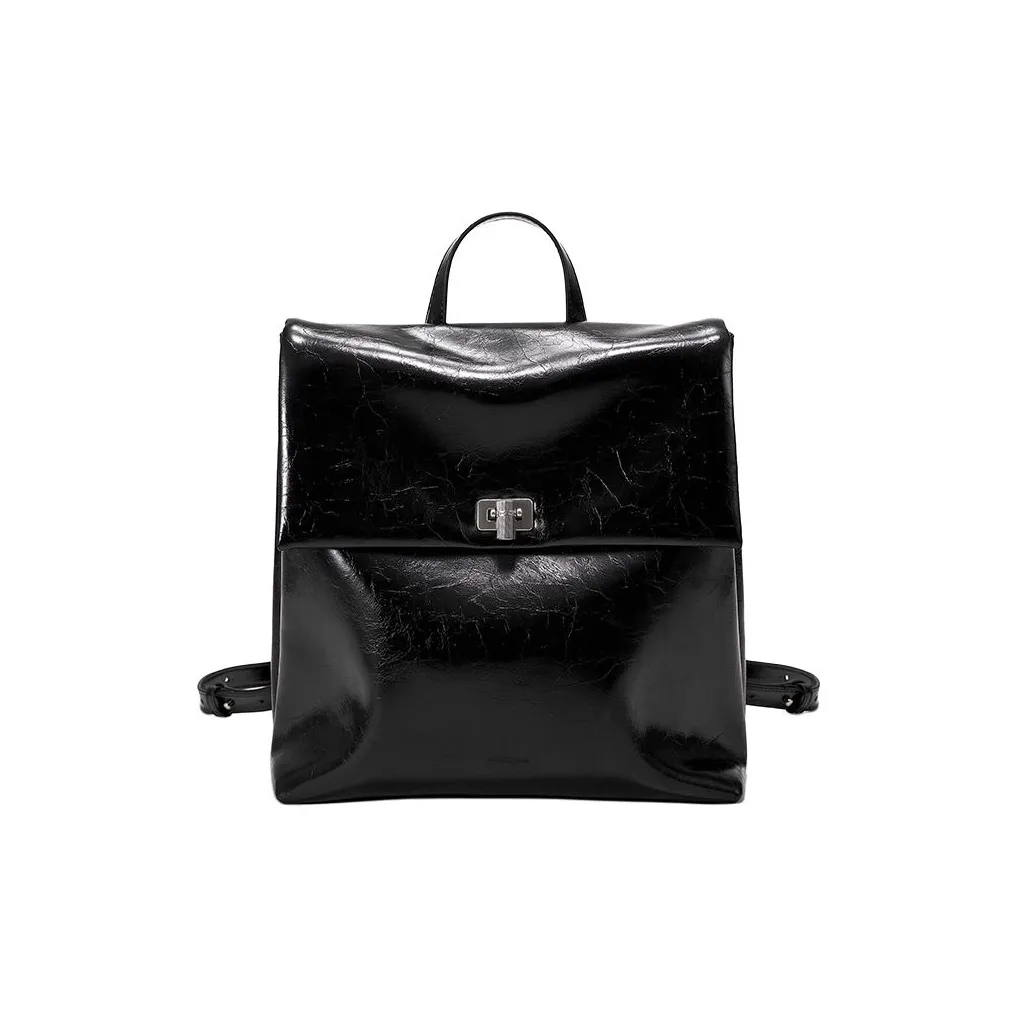 Simedin Рюкзак из коровьей кожи средний женский глубокий черный экрю